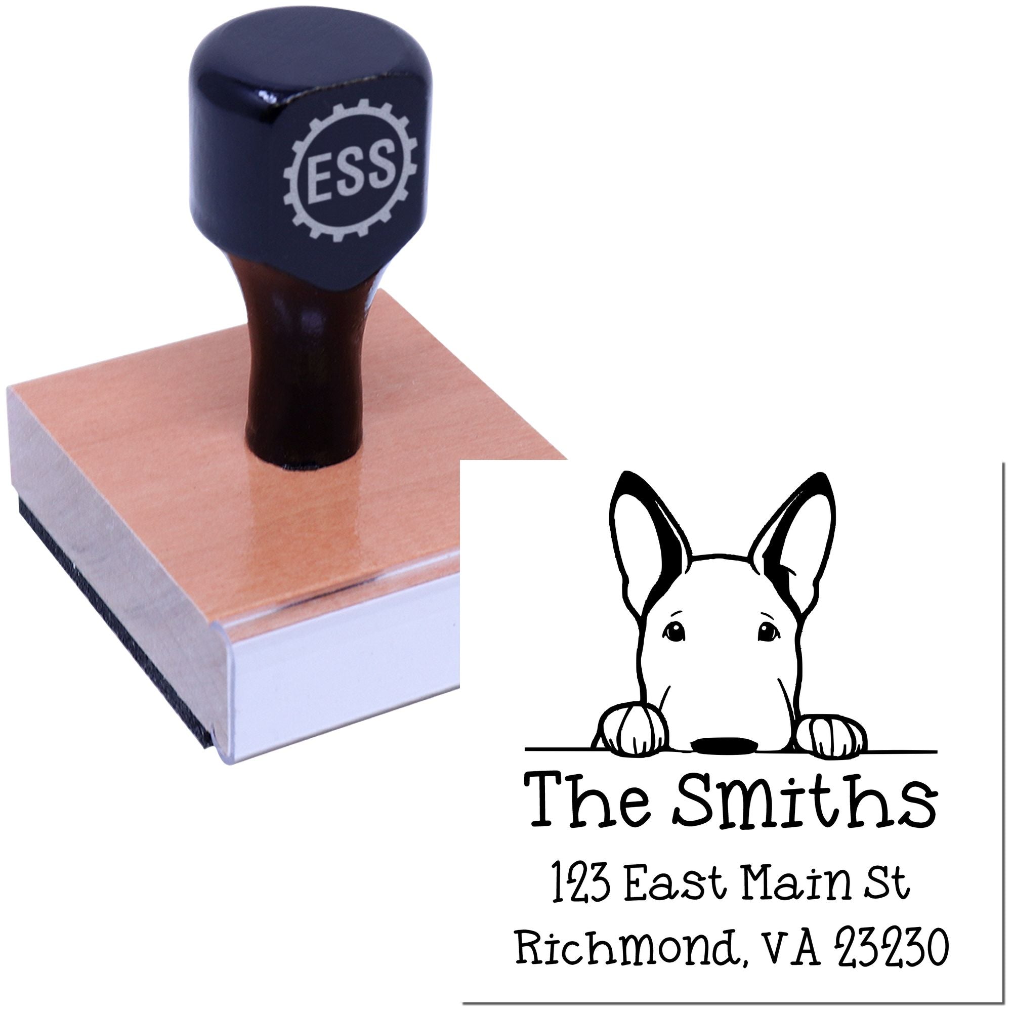 Wood Handle Bull Terrier Puppy Custom Easy-To-Use Address Stamp