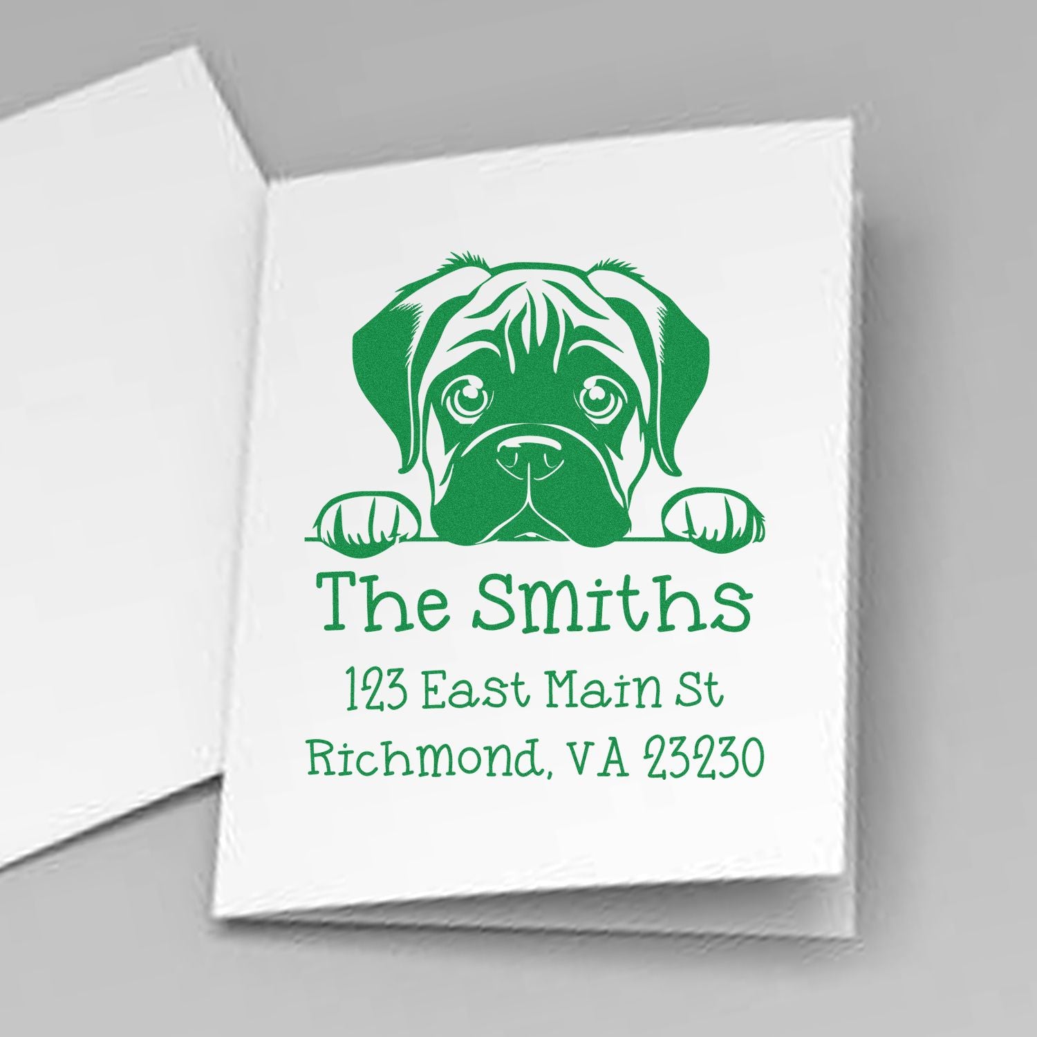 Wood Handle Bullmastiff Puppy Custom High-Quality Address Stamp