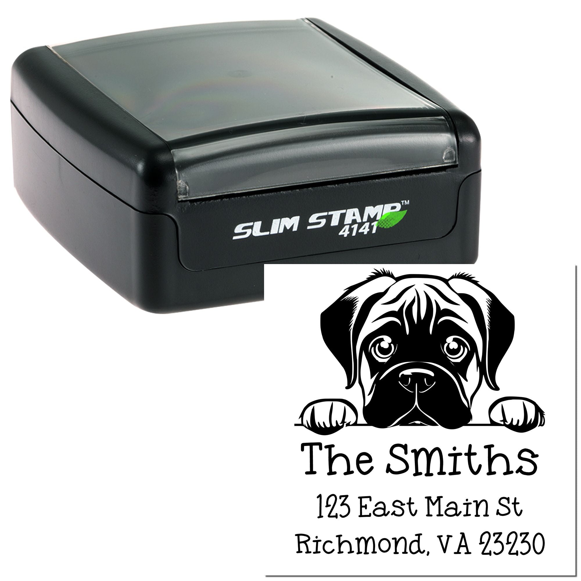 Slim Bullmastiff Customized Name and Address Stamp