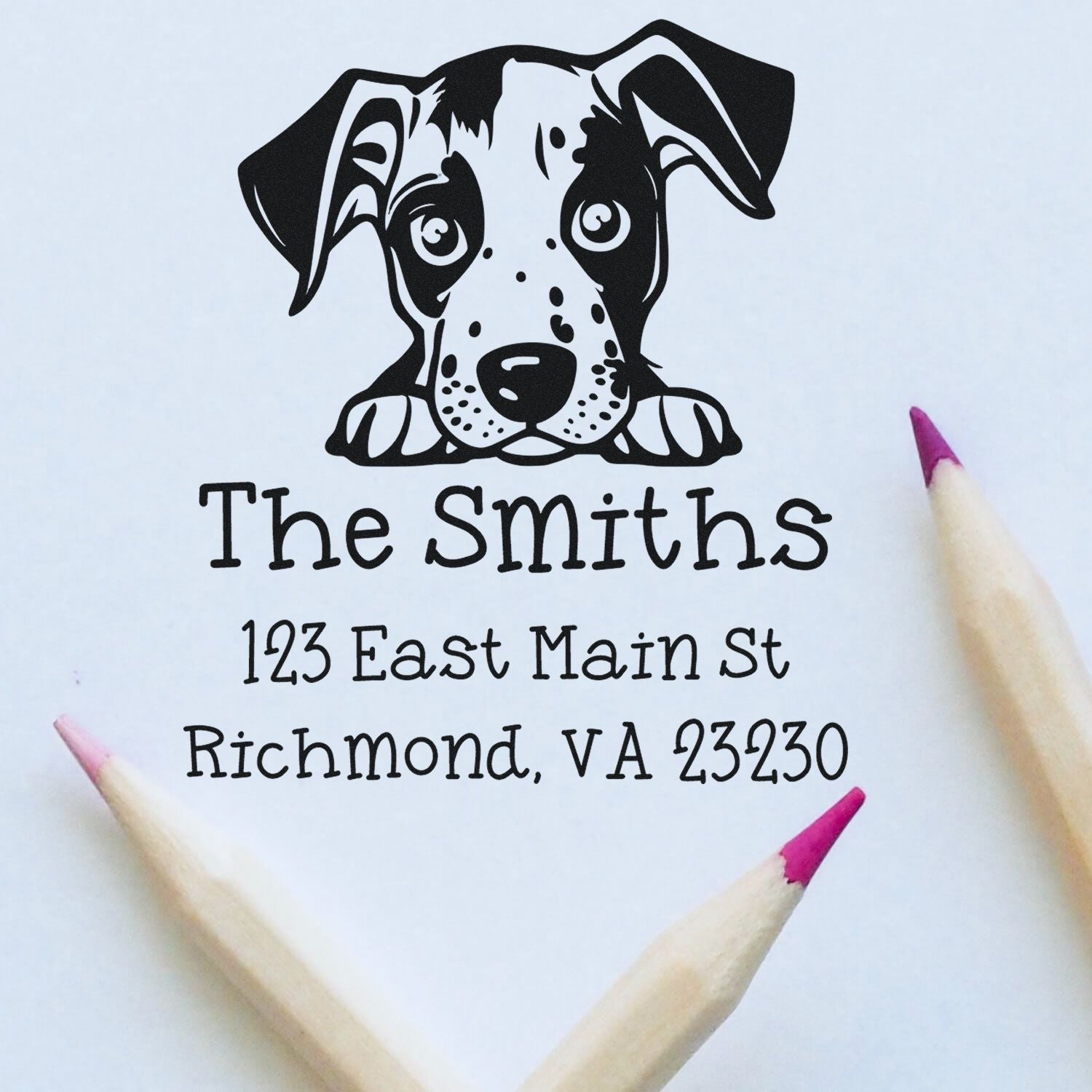 Wood Handle Catahoula Puppy Custom House Address Stamp