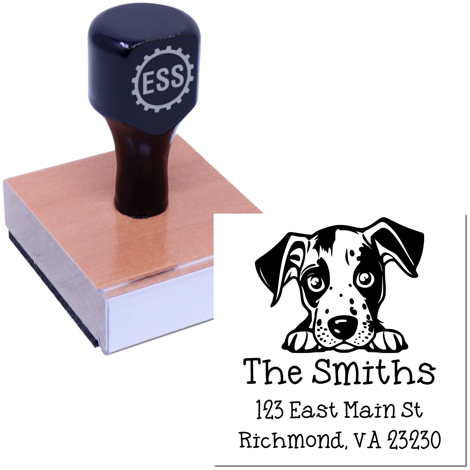 Wood Handle Catahoula Puppy Custom House Address Stamp