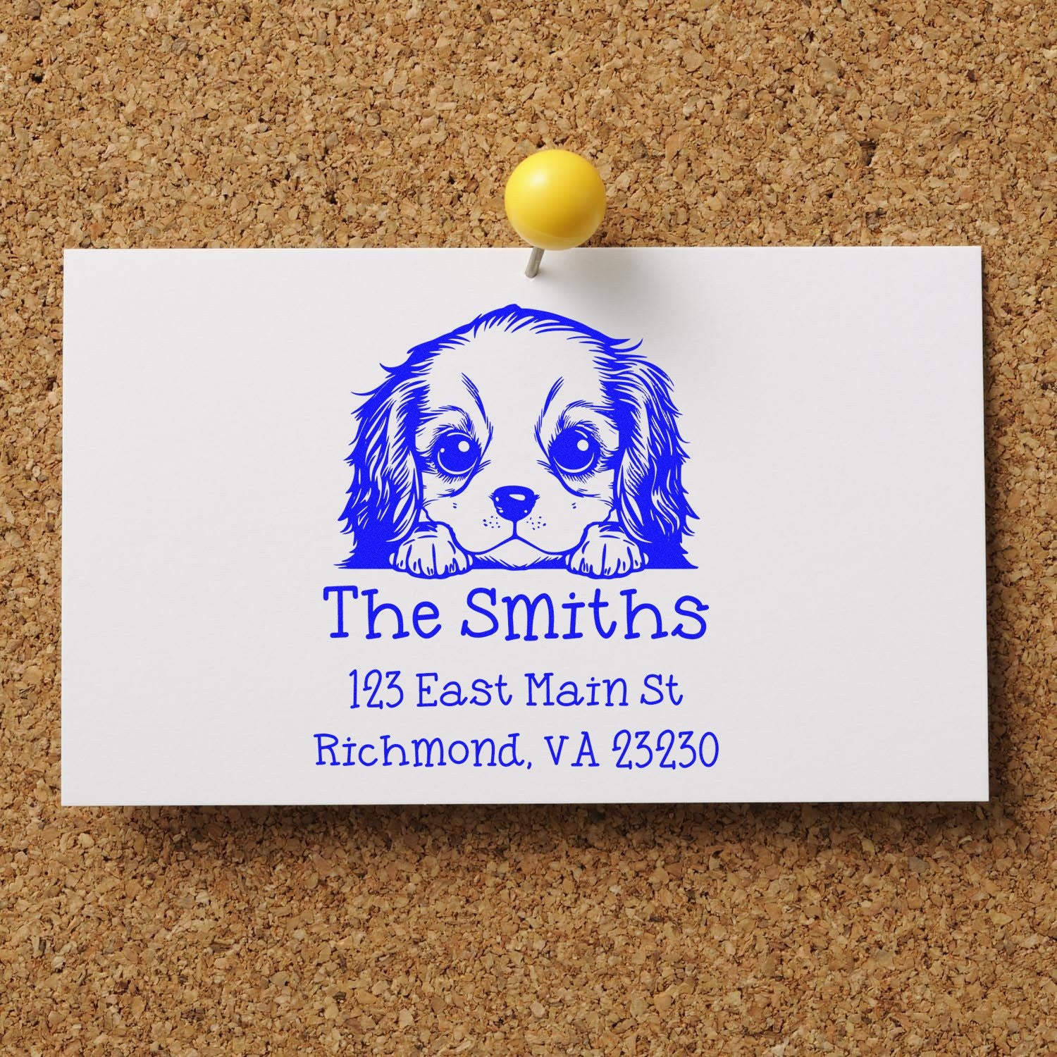 Wood Handle Cavalier King Charles Spaniel Puppy Custom Home Address Stamp