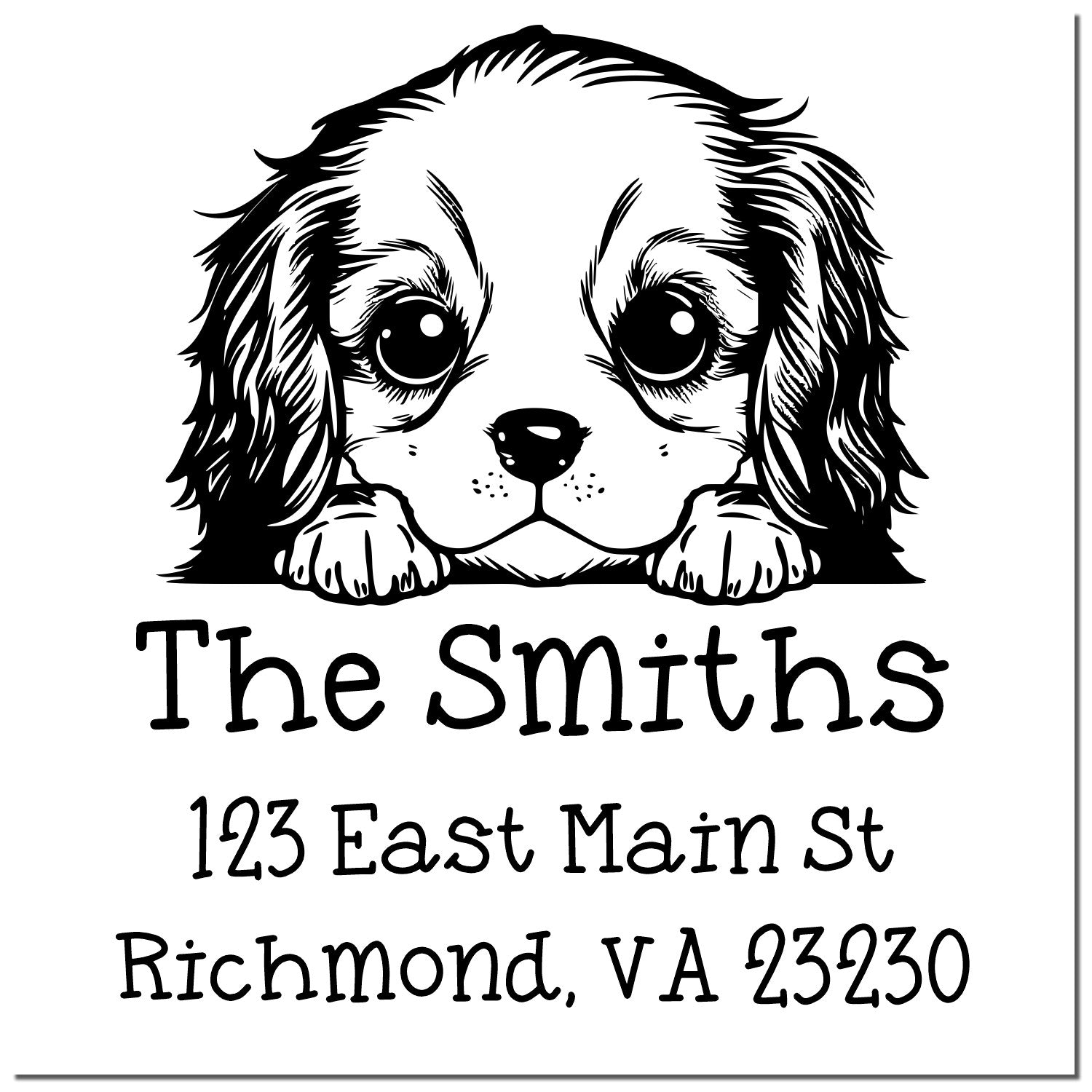 Wood Handle Cavalier King Charles Spaniel Puppy Custom Home Address Stamp