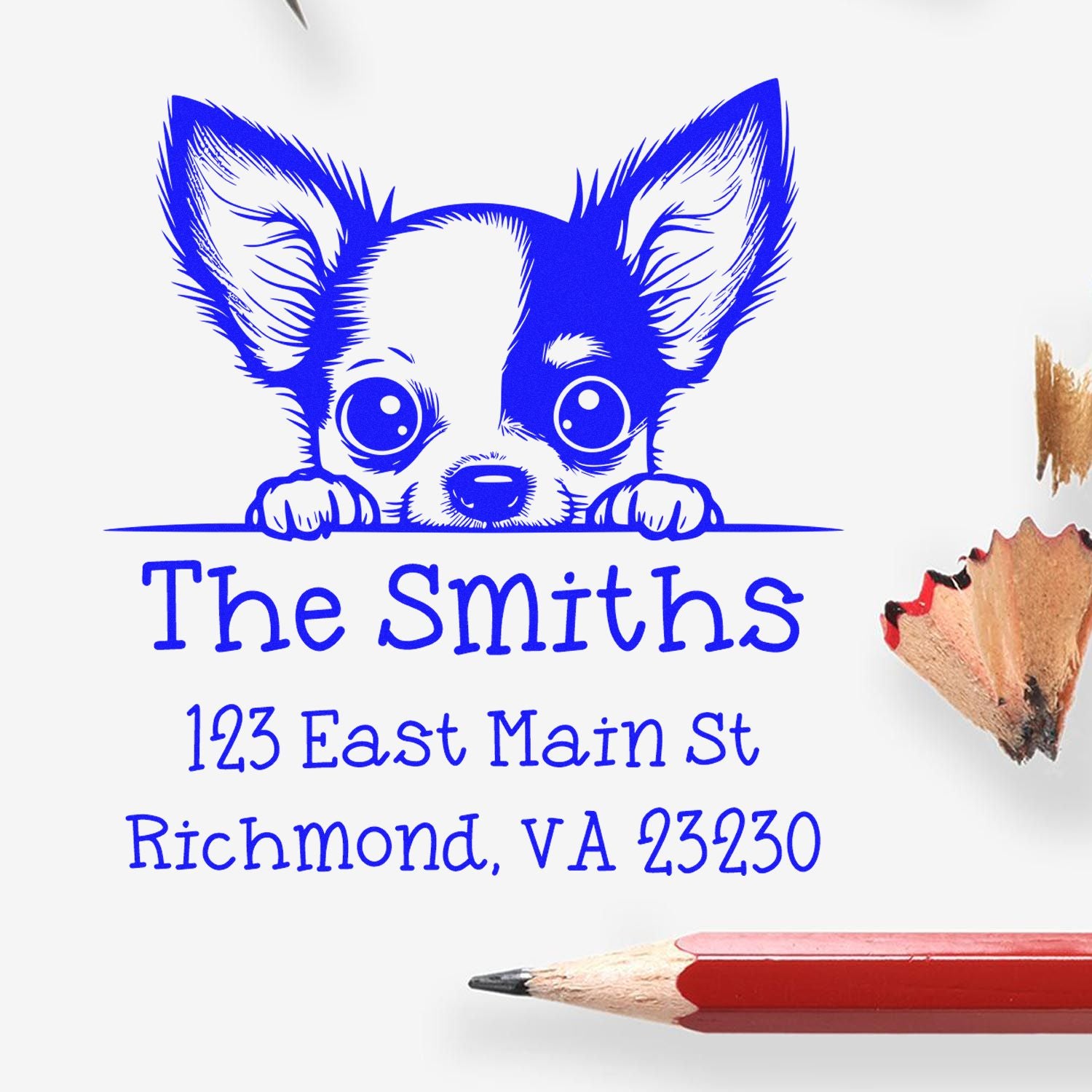 Wood Handle Chihuahua Puppy Custom New Address Stamp