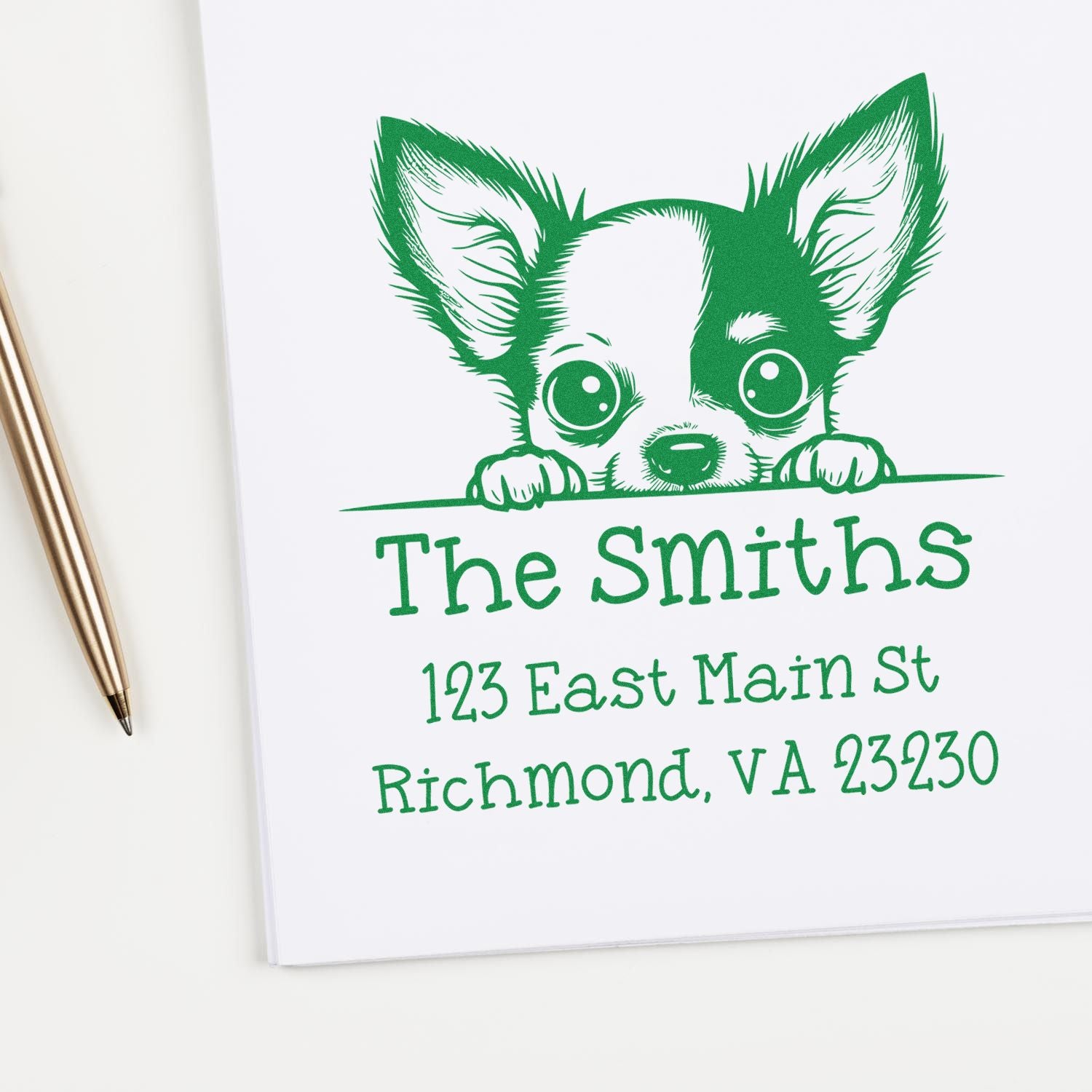 Wood Handle Chihuahua Puppy Custom New Address Stamp