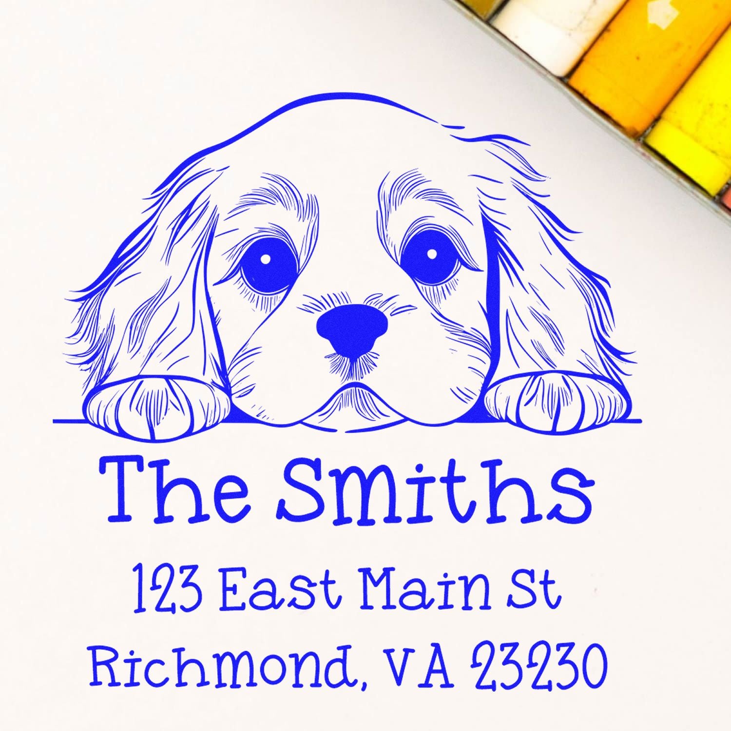 Wood Handle Cocker Spaniel Puppy Customized Address Stamp