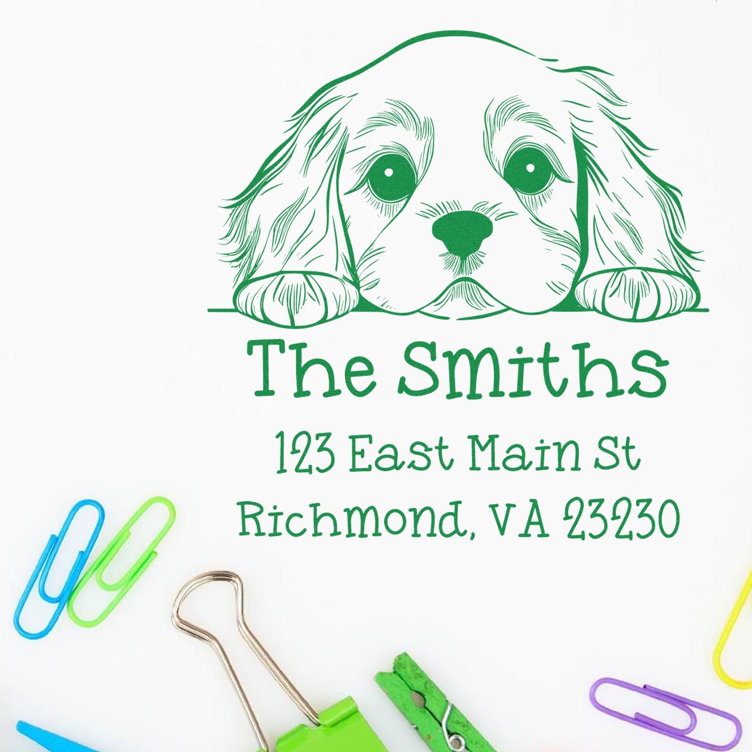 Wood Handle Cocker Spaniel Puppy Customized Address Stamp