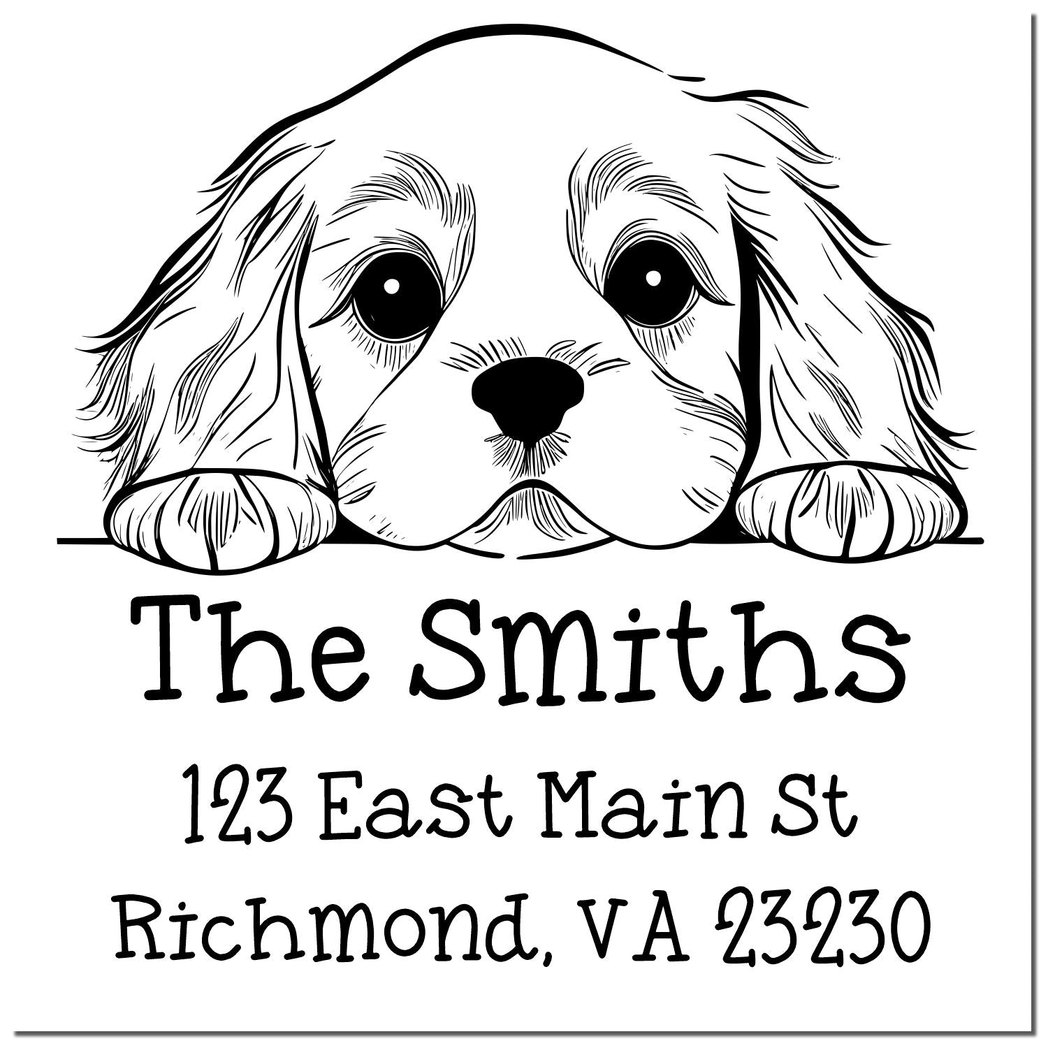 Wood Handle Cocker Spaniel Puppy Customized Address Stamp