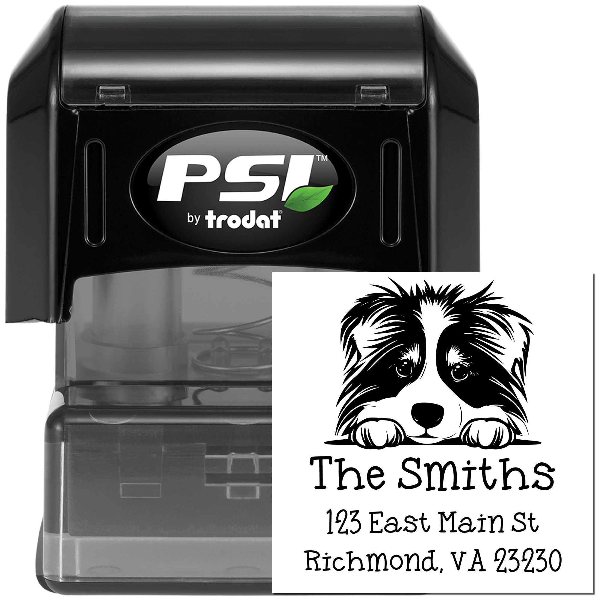 PSI Pre-Inked Collie Puppy Dog Personalized  Stamp - Engineer Seal Stamps