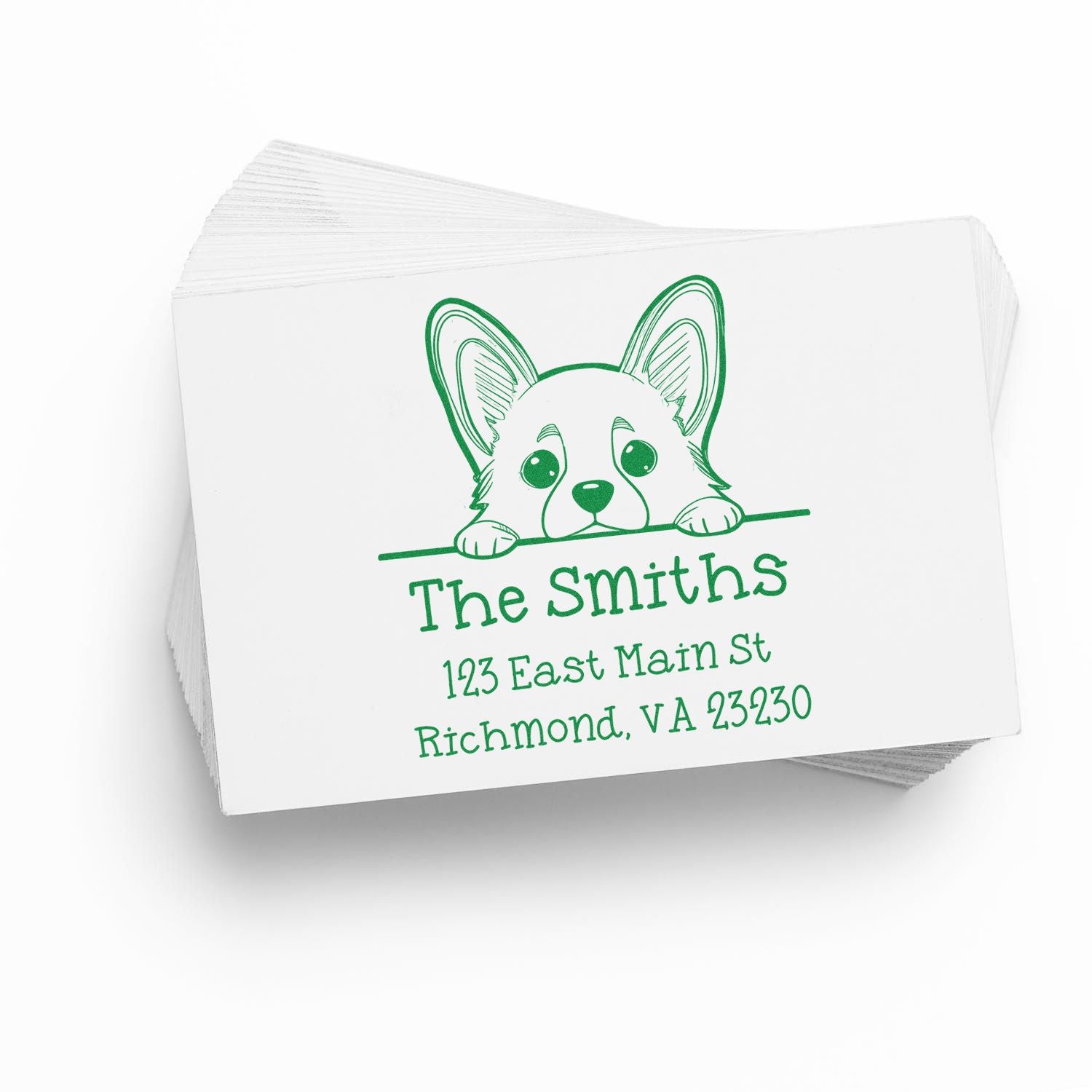 Wood Handle Corgi Puppy Customized Name and Address Stamp