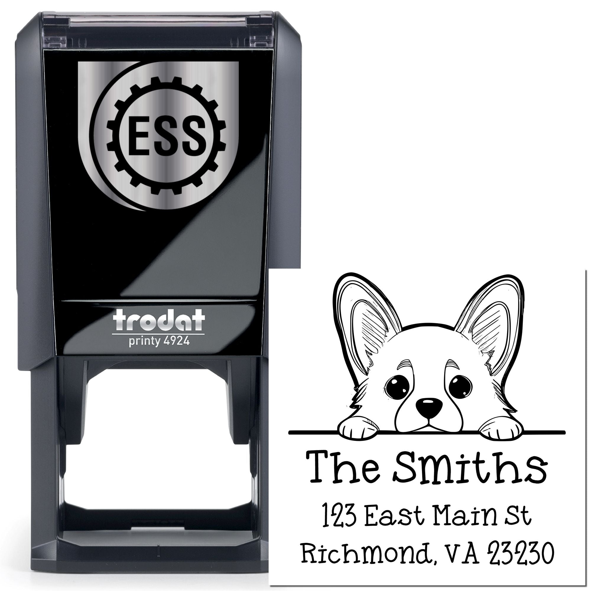 Self-Inking Corgi Peeking Puppy Custom Return Address Stamp