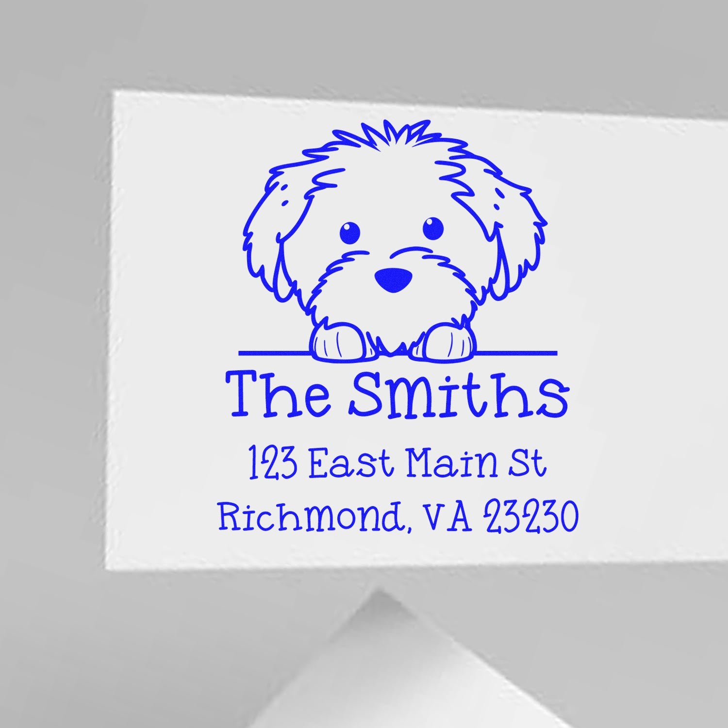 Self-Inking Cotton De Tulear Peeking Puppy Custom Name and Address Stamp