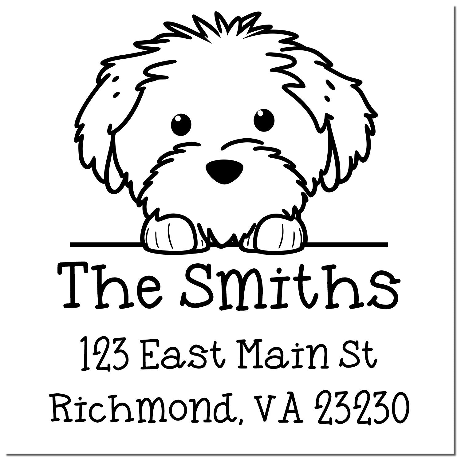 Self-Inking Cotton De Tulear Peeking Puppy Custom Name and Address Stamp