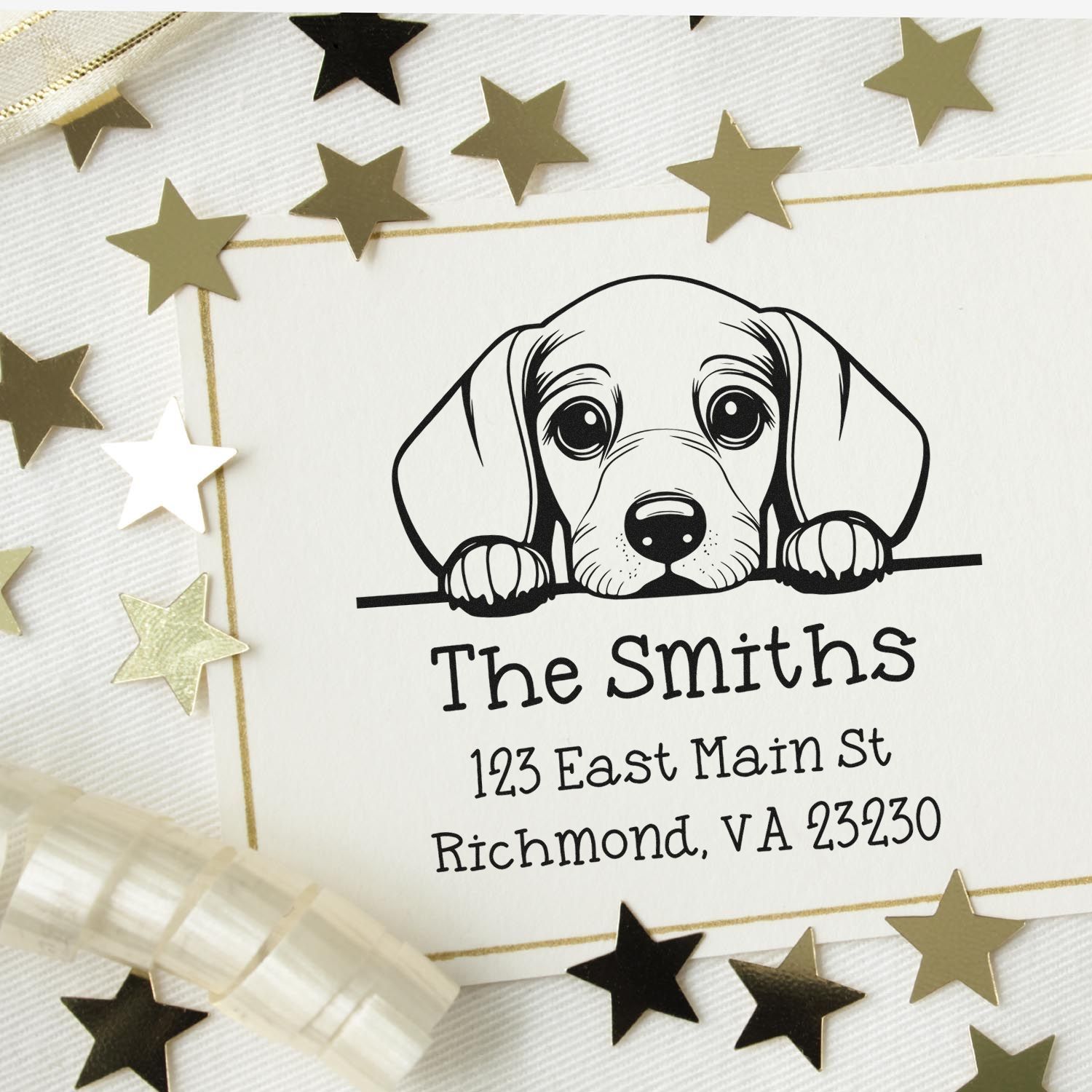 Wood Handle Dachshund Puppy Customized Mail Stamp