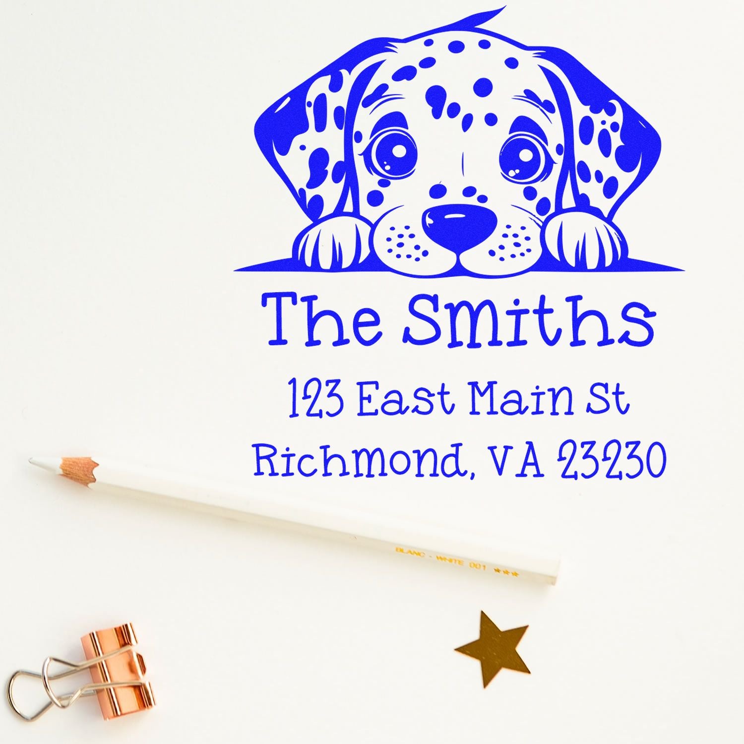 Wood Handle Dalmatian Puppy Customized Home Address Stamp