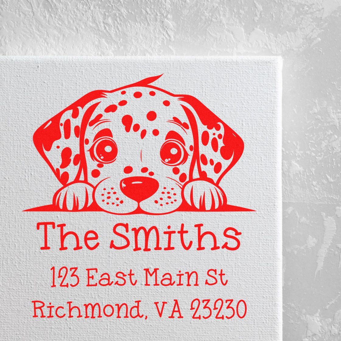 Wood Handle Dalmatian Puppy Customized Home Address Stamp