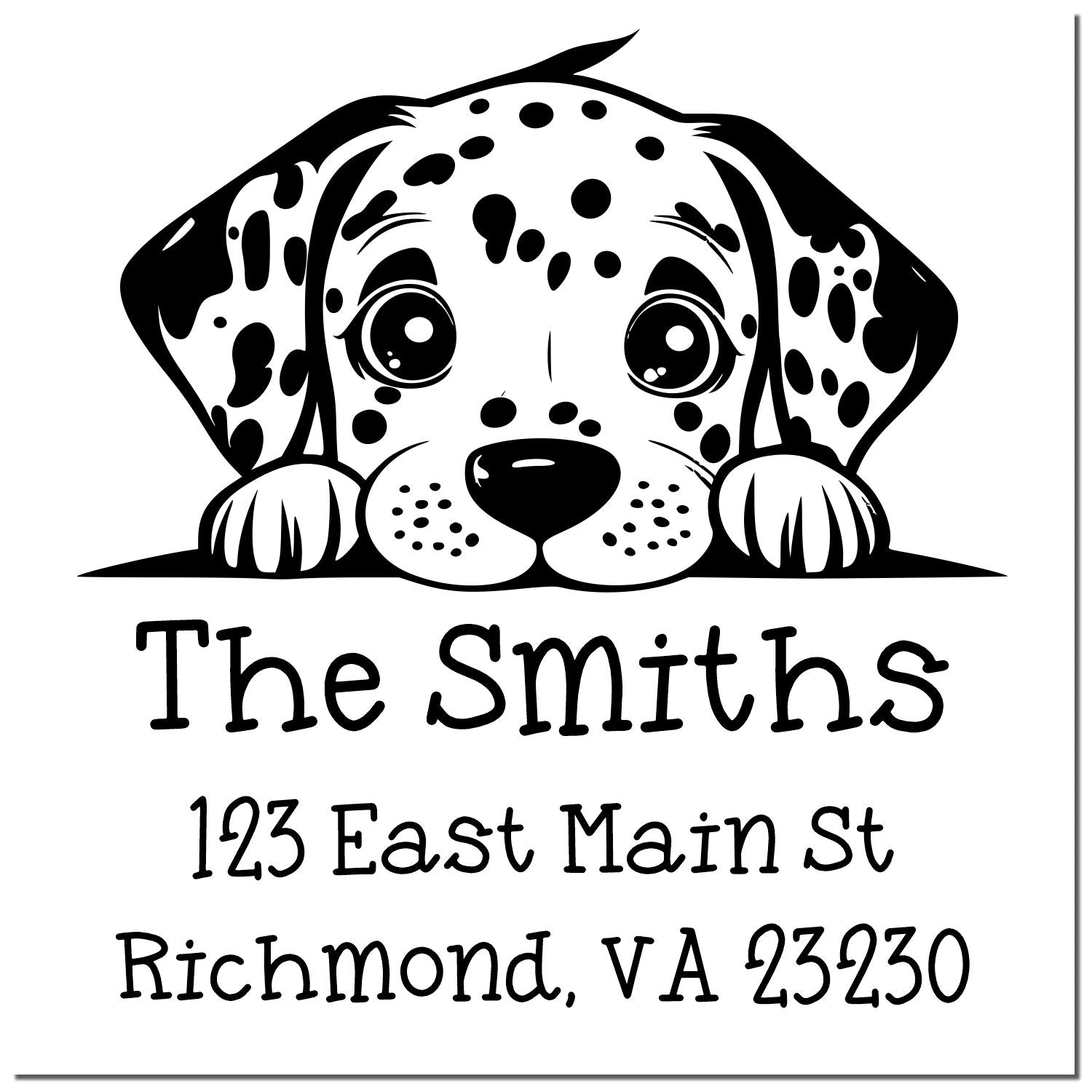 Wood Handle Dalmatian Puppy Customized Home Address Stamp