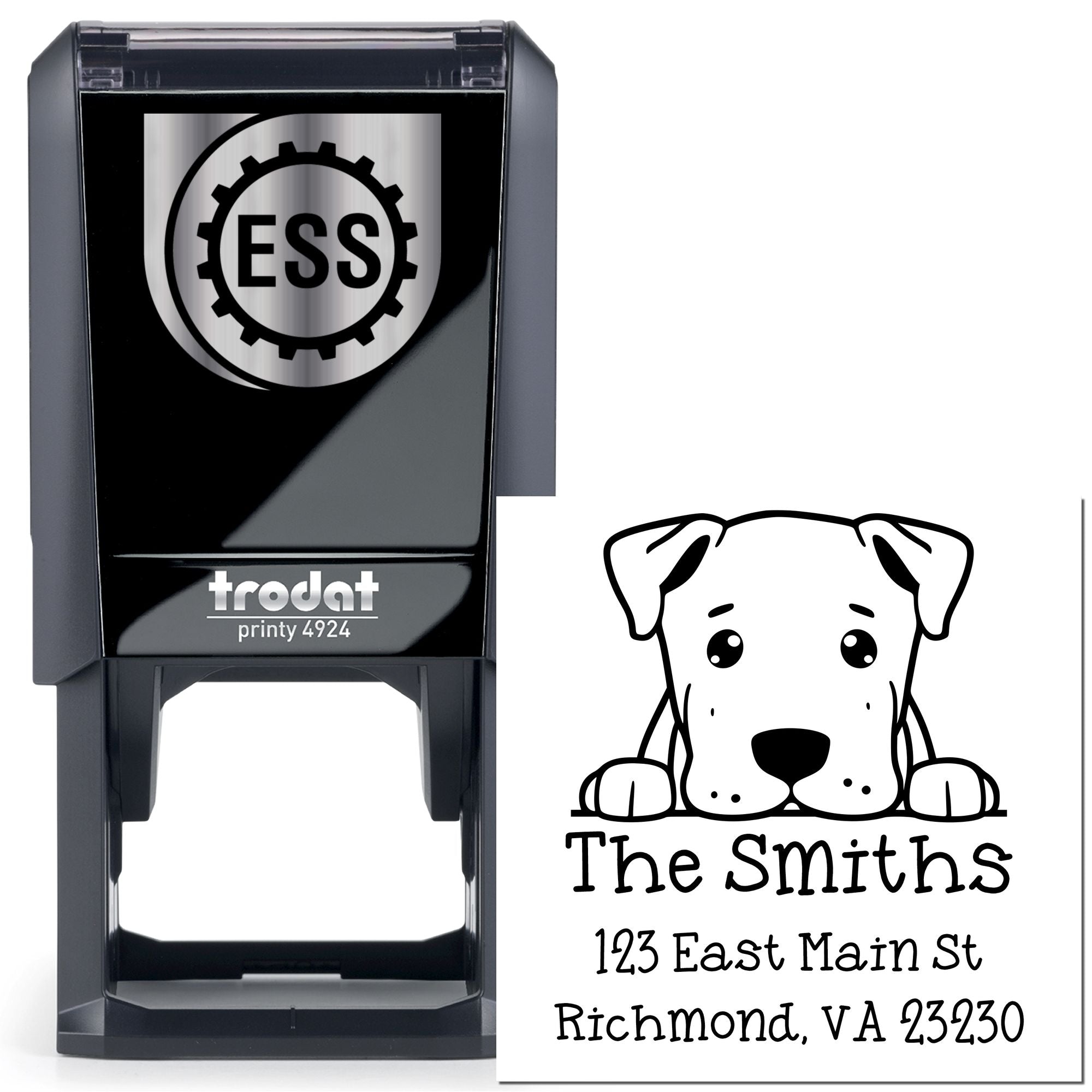 Self-Inking Dogo Argentino Peeking Puppy Custom New Home Address Stamp