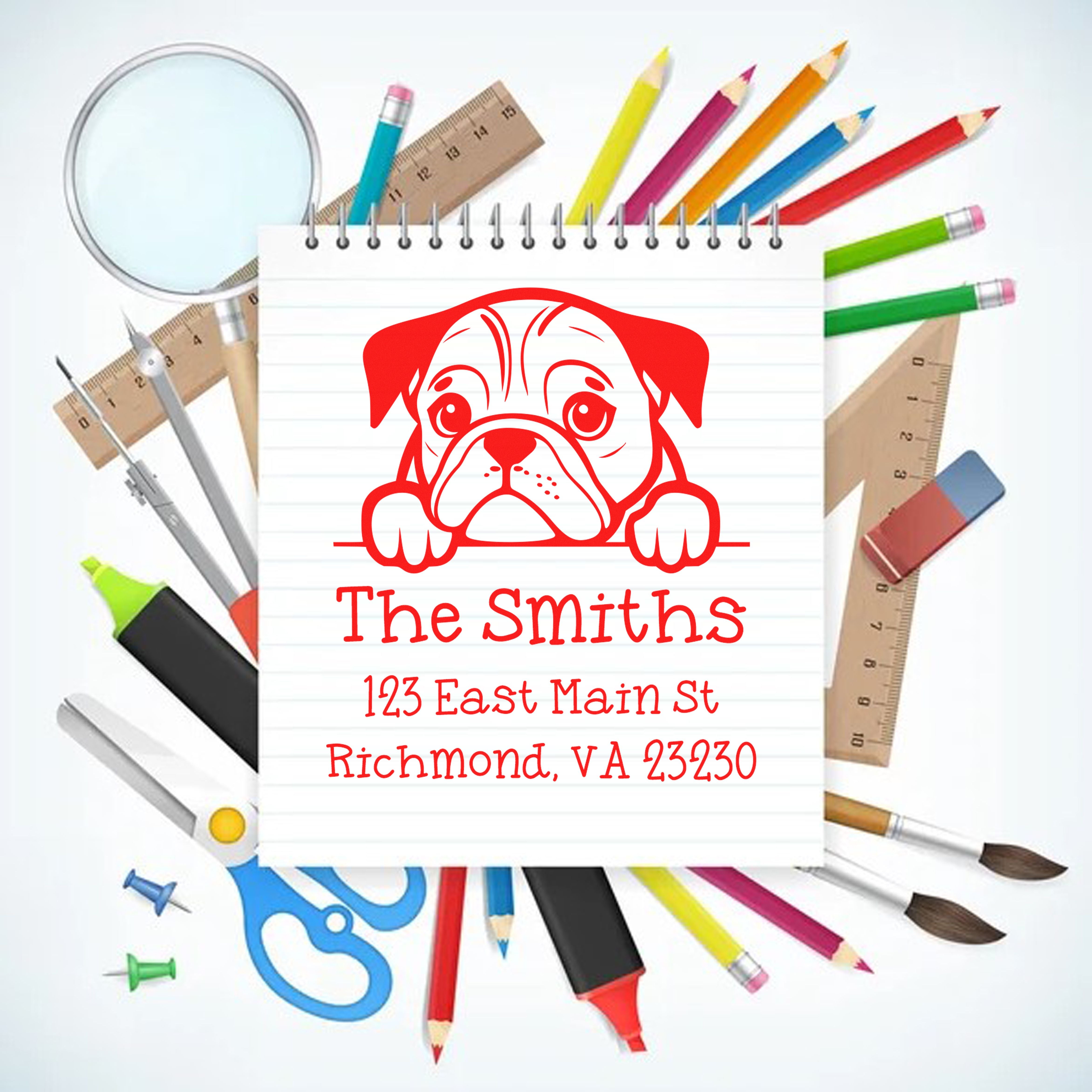 Wood Handle English Setter Puppy Customized Mail Address Stamp