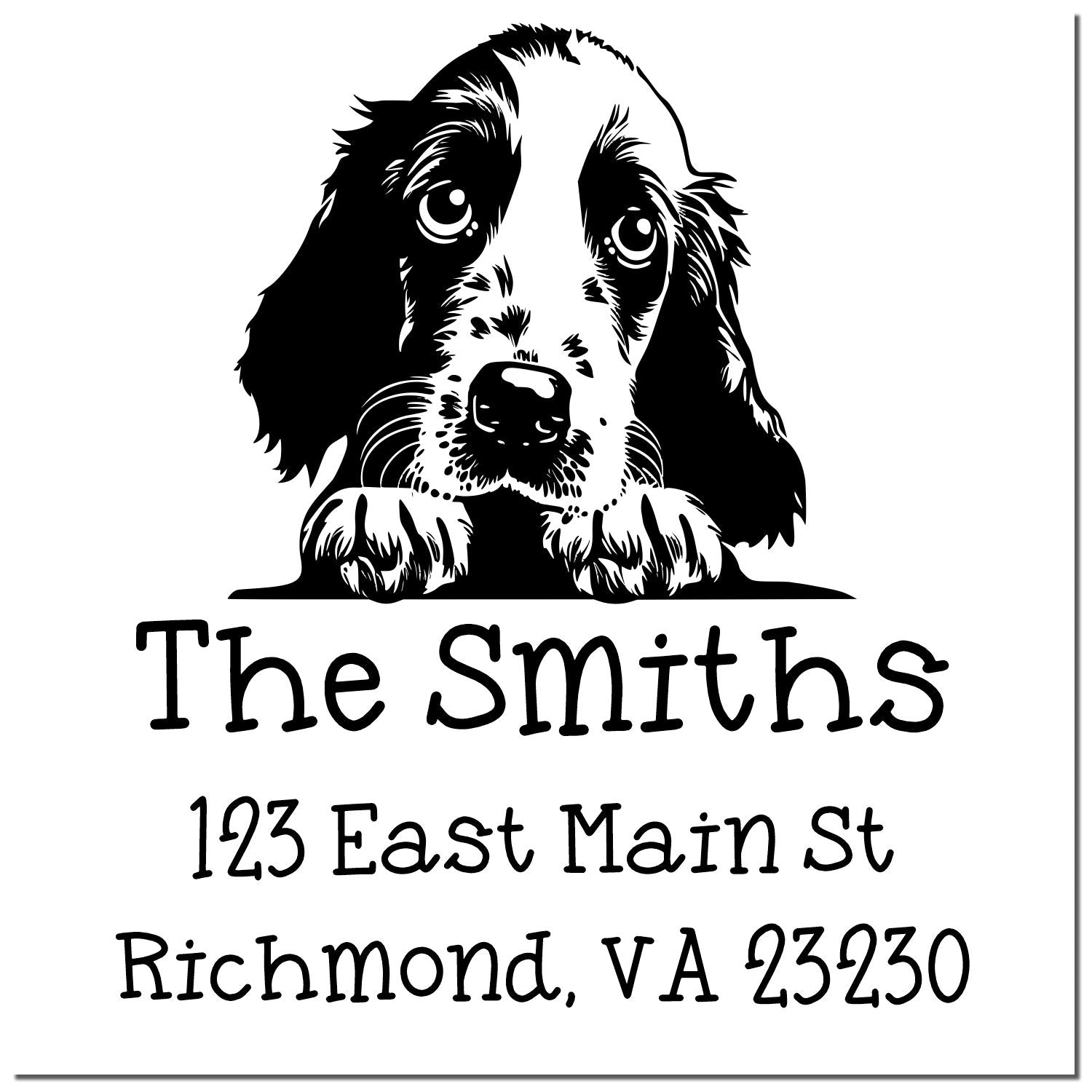 Wood Handle English Cocker Spaniel Puppy Customized Home Address Stamp