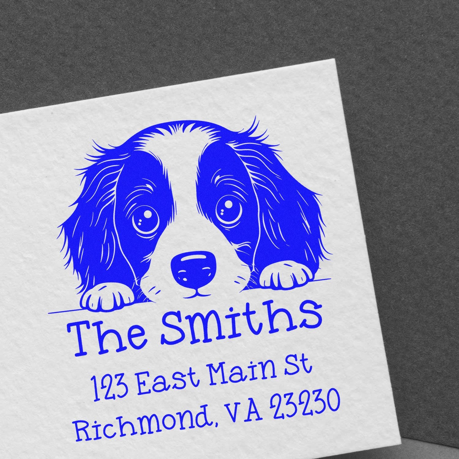 Wood Handle English Springer Spaniel Puppy Customized Address Label Stamp