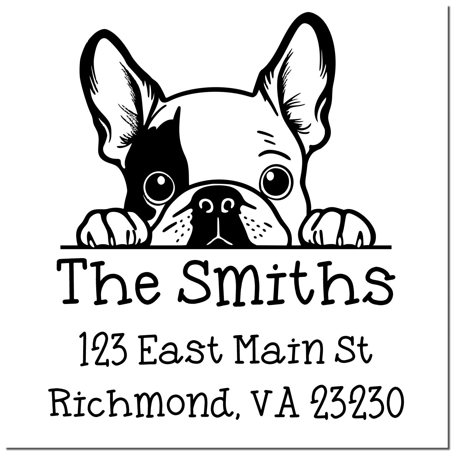 Wood Handle French Bulldog Puppy Customized Address Label Stamp