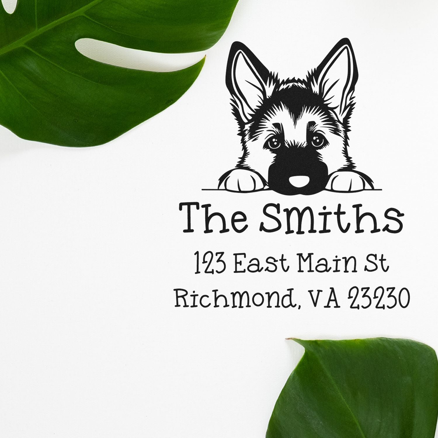 Self-Inking German Shepherd Peeking Puppy Custom Address Label Stamp