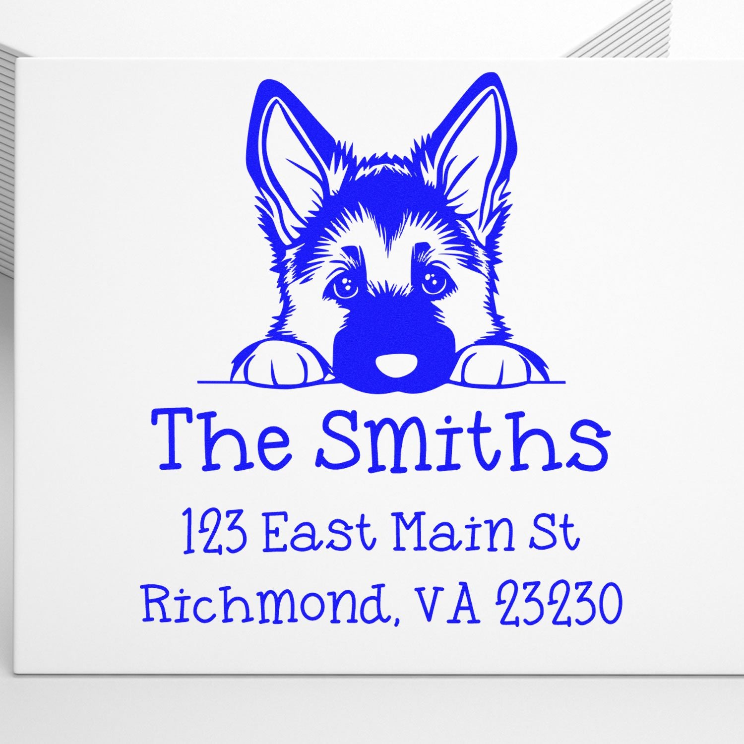 Self-Inking German Shepherd Peeking Puppy Custom Address Label Stamp