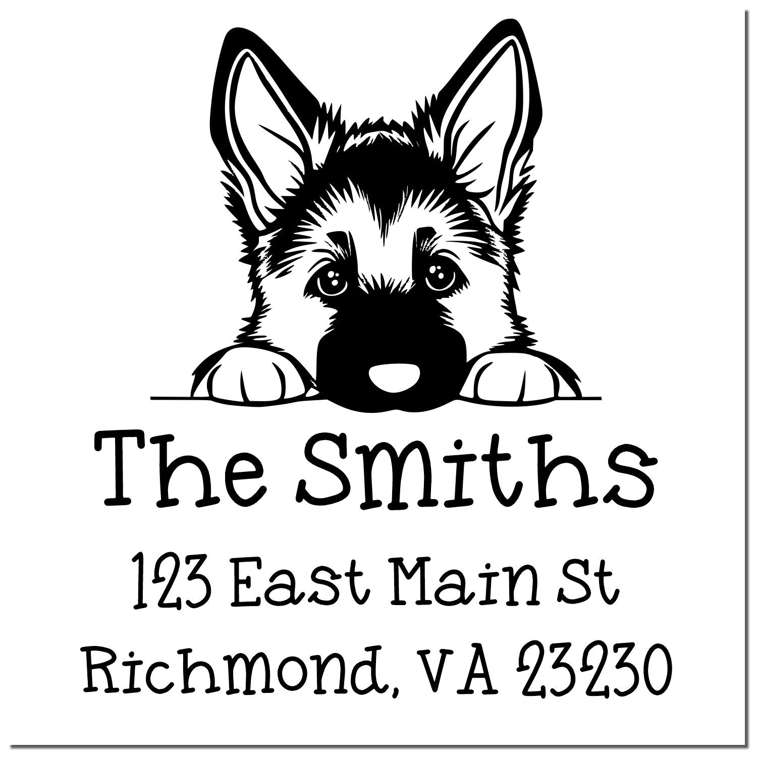 Self-Inking German Shepherd Peeking Puppy Custom Address Label Stamp