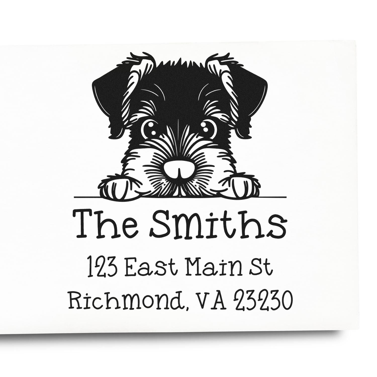 Wood Handle Giant Schnauzer Puppy Customized Return Address Stamp