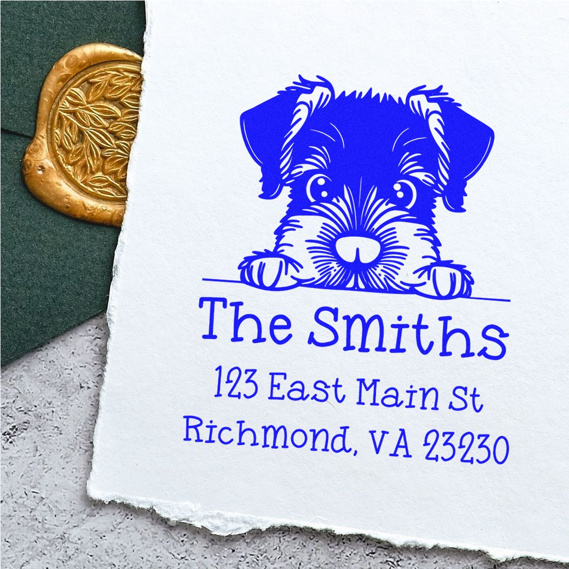 Wood Handle Giant Schnauzer Puppy Customized Return Address Stamp