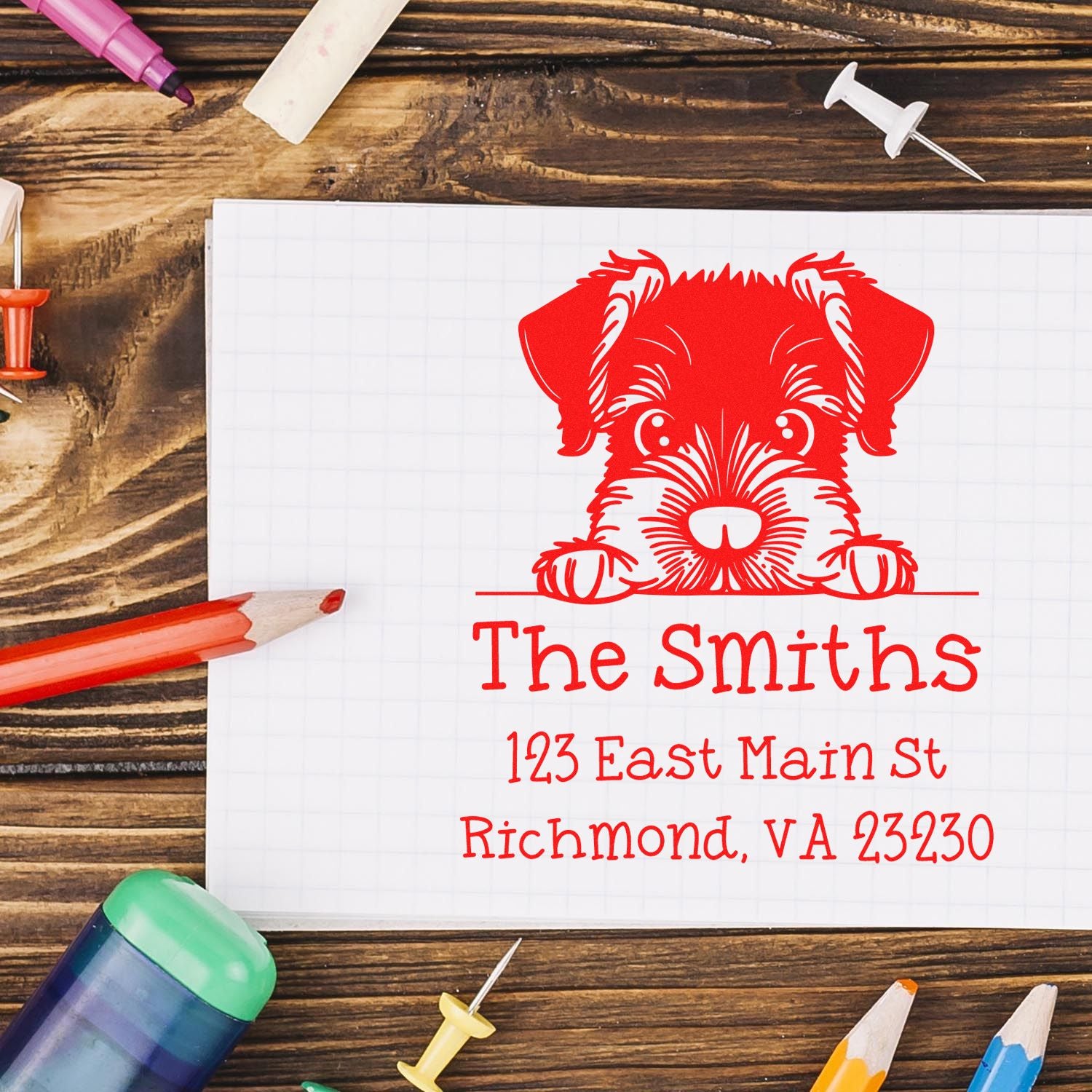 Slim Giant Schnauzer Personalized Address Stamp