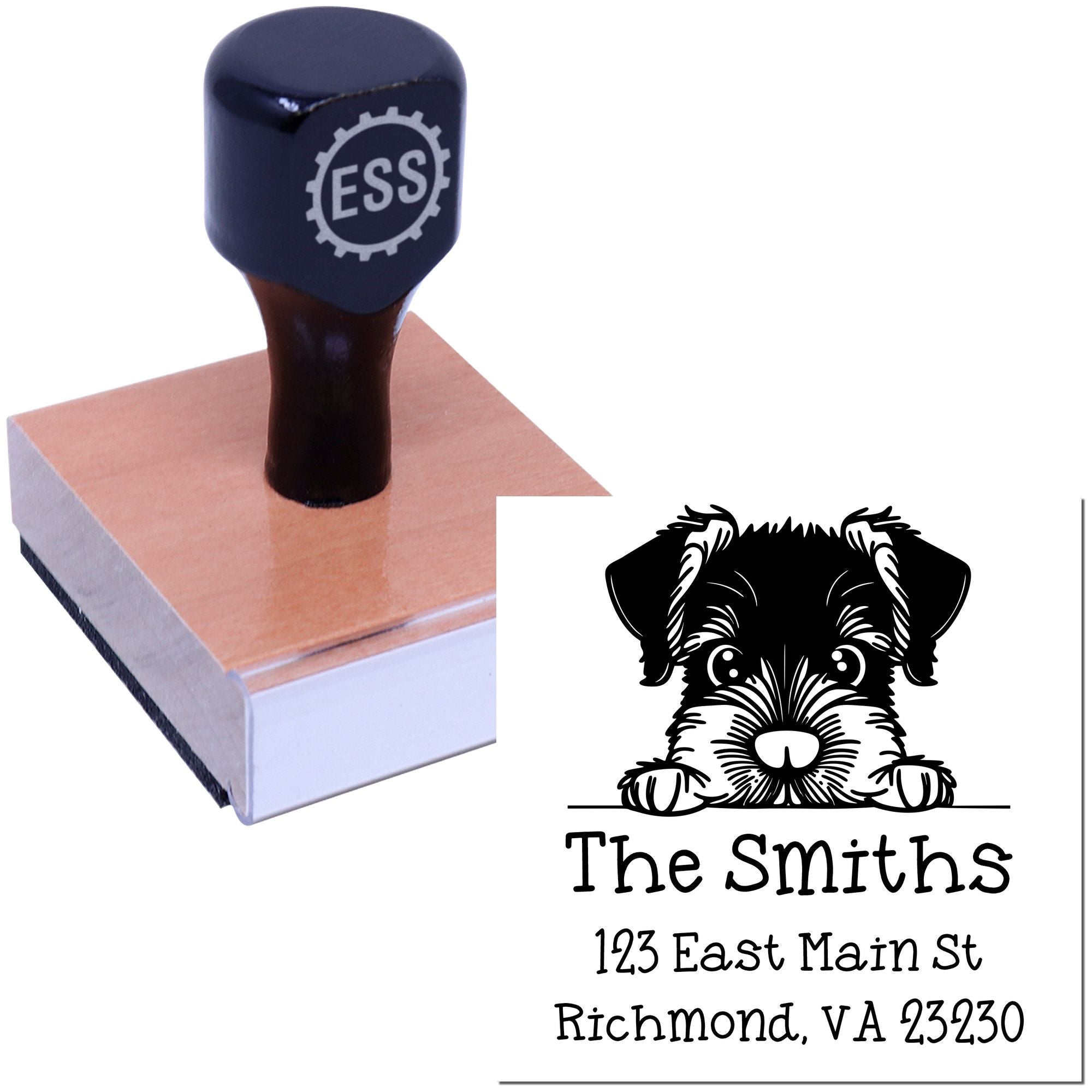 Wood Handle Giant Schnauzer Puppy Customized Return Address Stamp