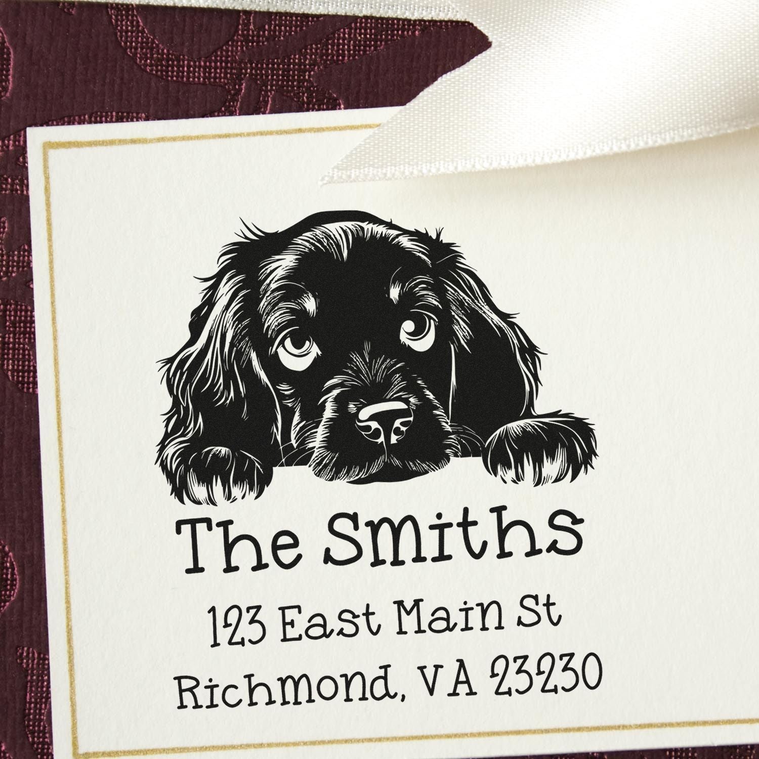 Wood Handle Gordon Setter Puppy Customized Custom Return Address Stamp