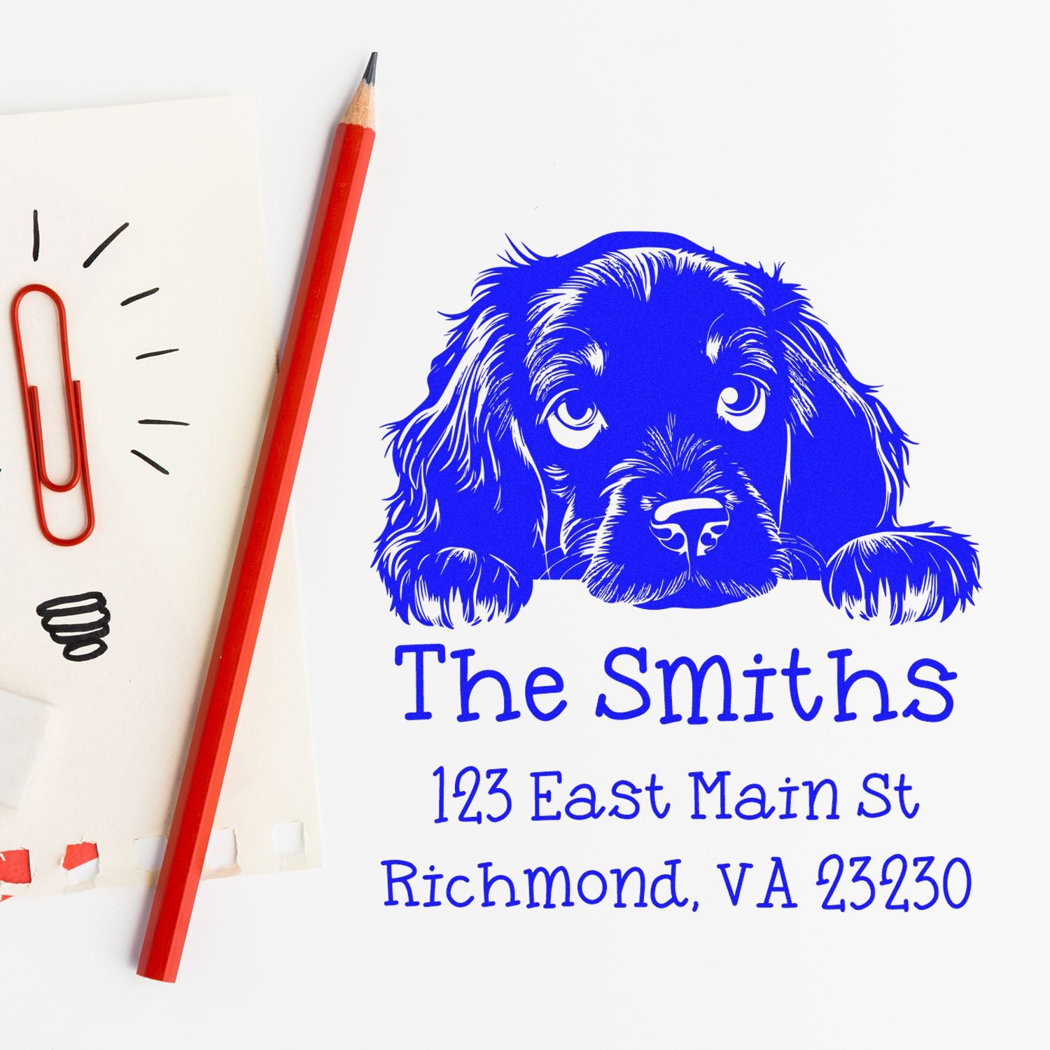 Wood Handle Gordon Setter Puppy Customized Custom Return Address Stamp