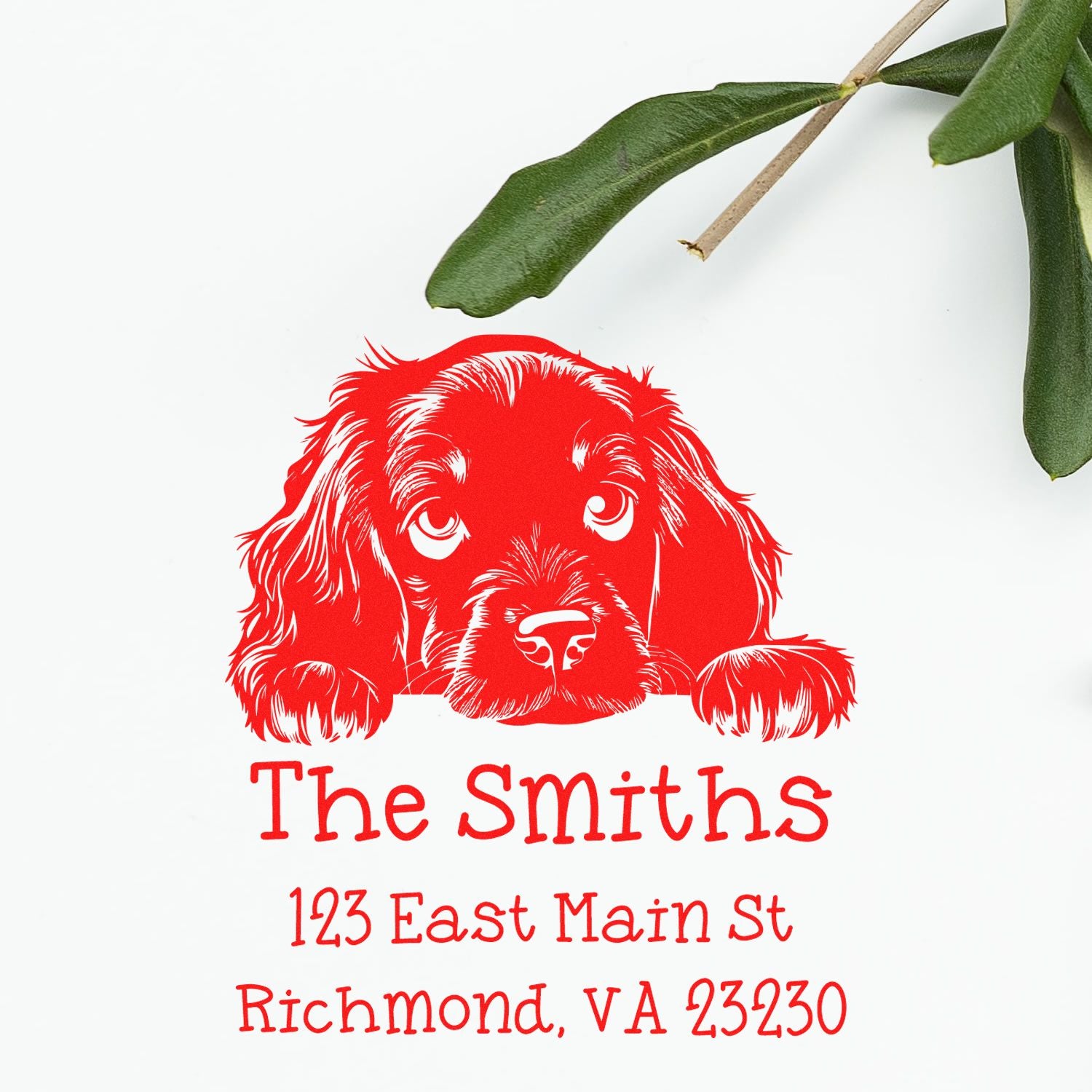 Wood Handle Gordon Setter Puppy Customized Custom Return Address Stamp