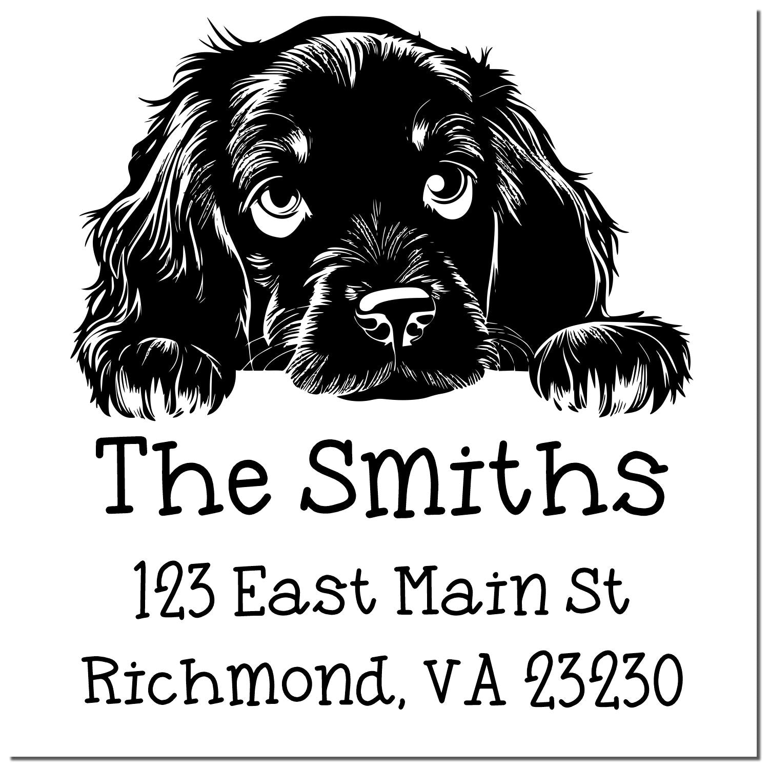 Wood Handle Gordon Setter Puppy Customized Custom Return Address Stamp