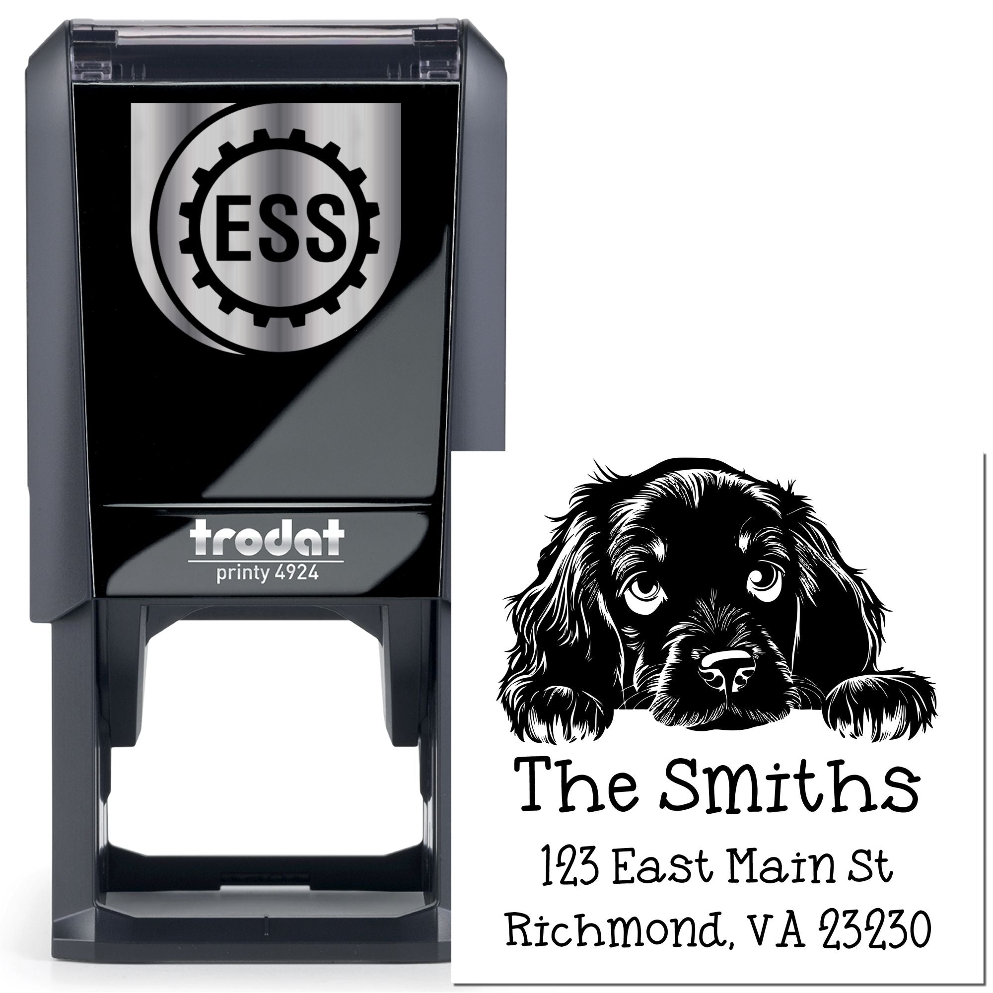 Self-Inking Gordon Setter Peeking Puppy Custom Custom Address Stamp