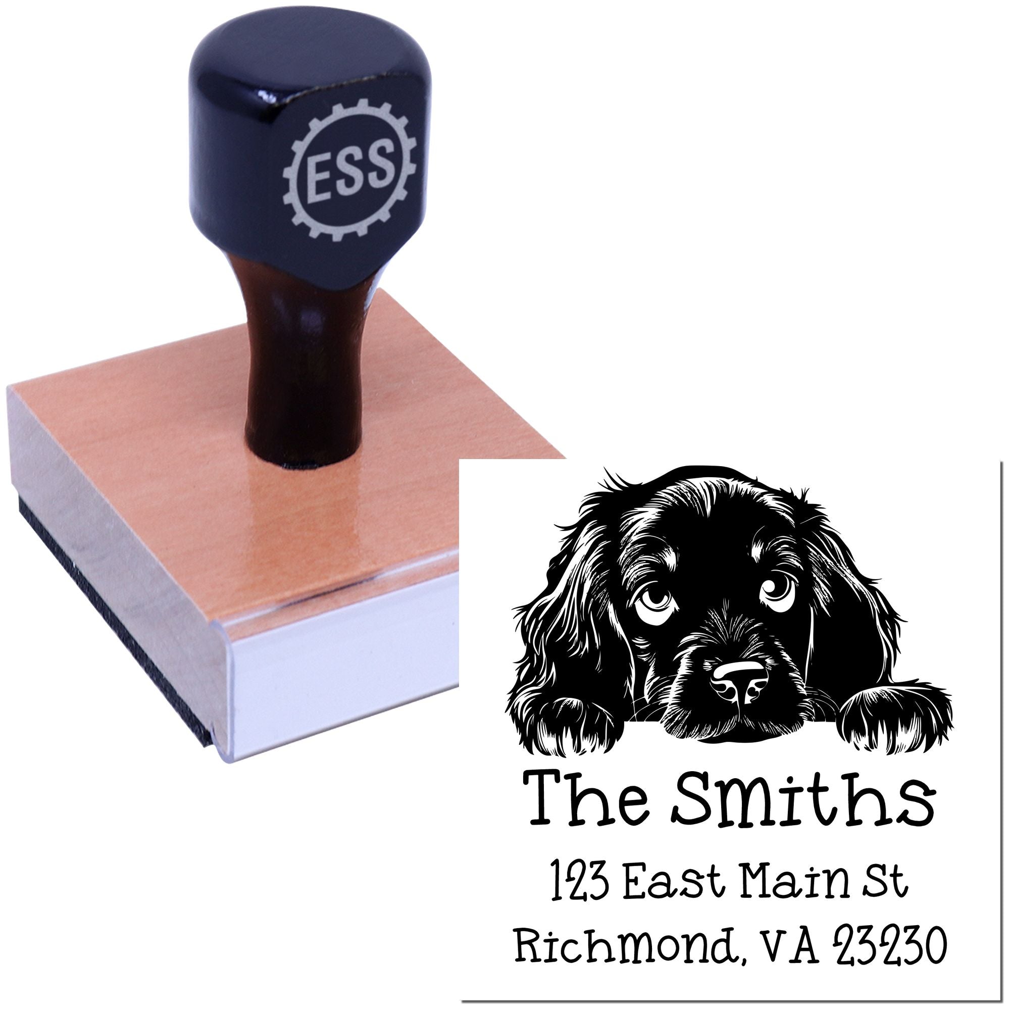 Wood Handle Gordon Setter Puppy Customized Custom Return Address Stamp