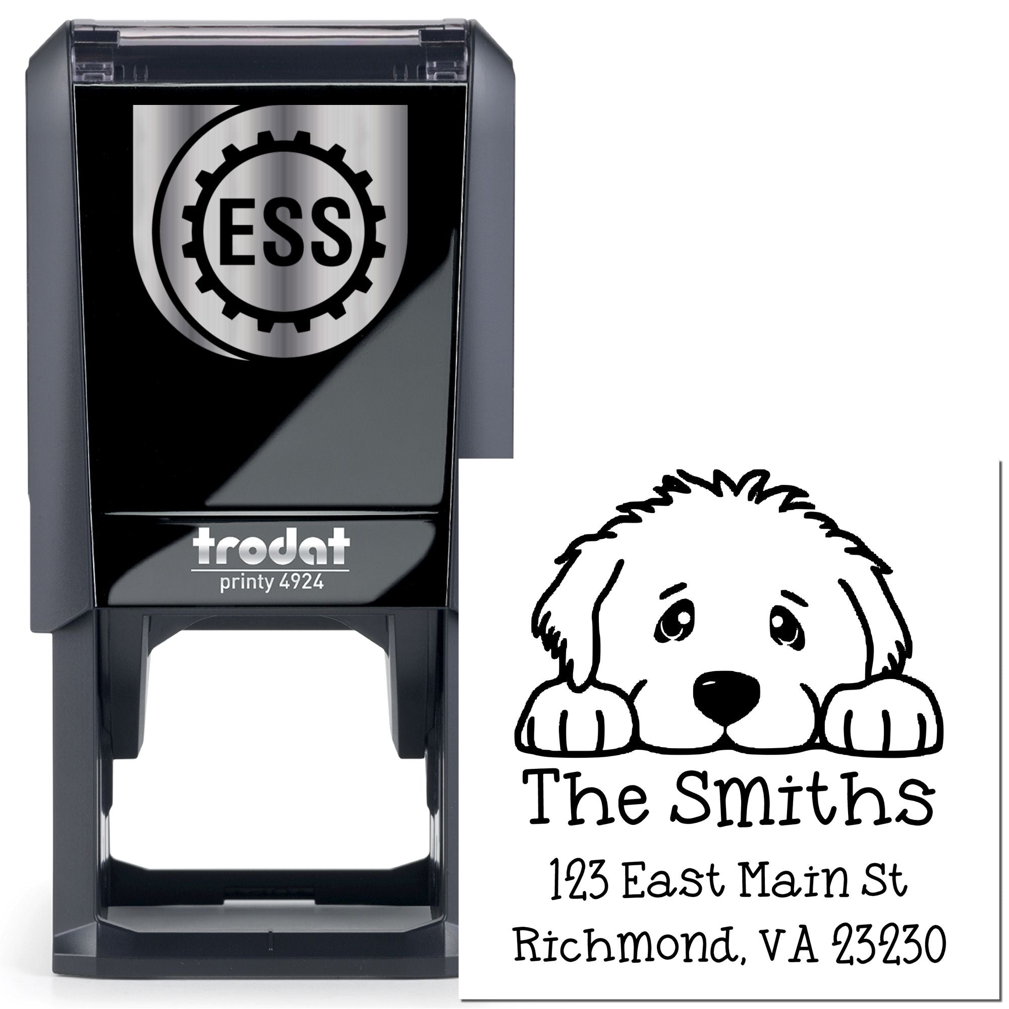 Self-Inking Great Dane Peeking Puppy Custom Name and Address Stamp