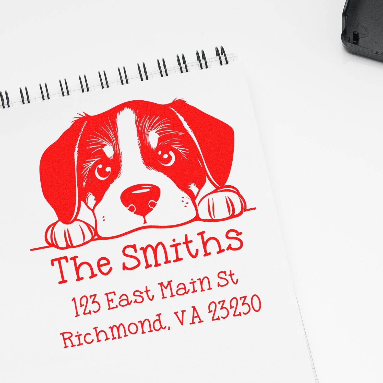 Self-Inking Greater Swiss Mountain Dog Peeking Puppy Custom Refillable Address Stamp