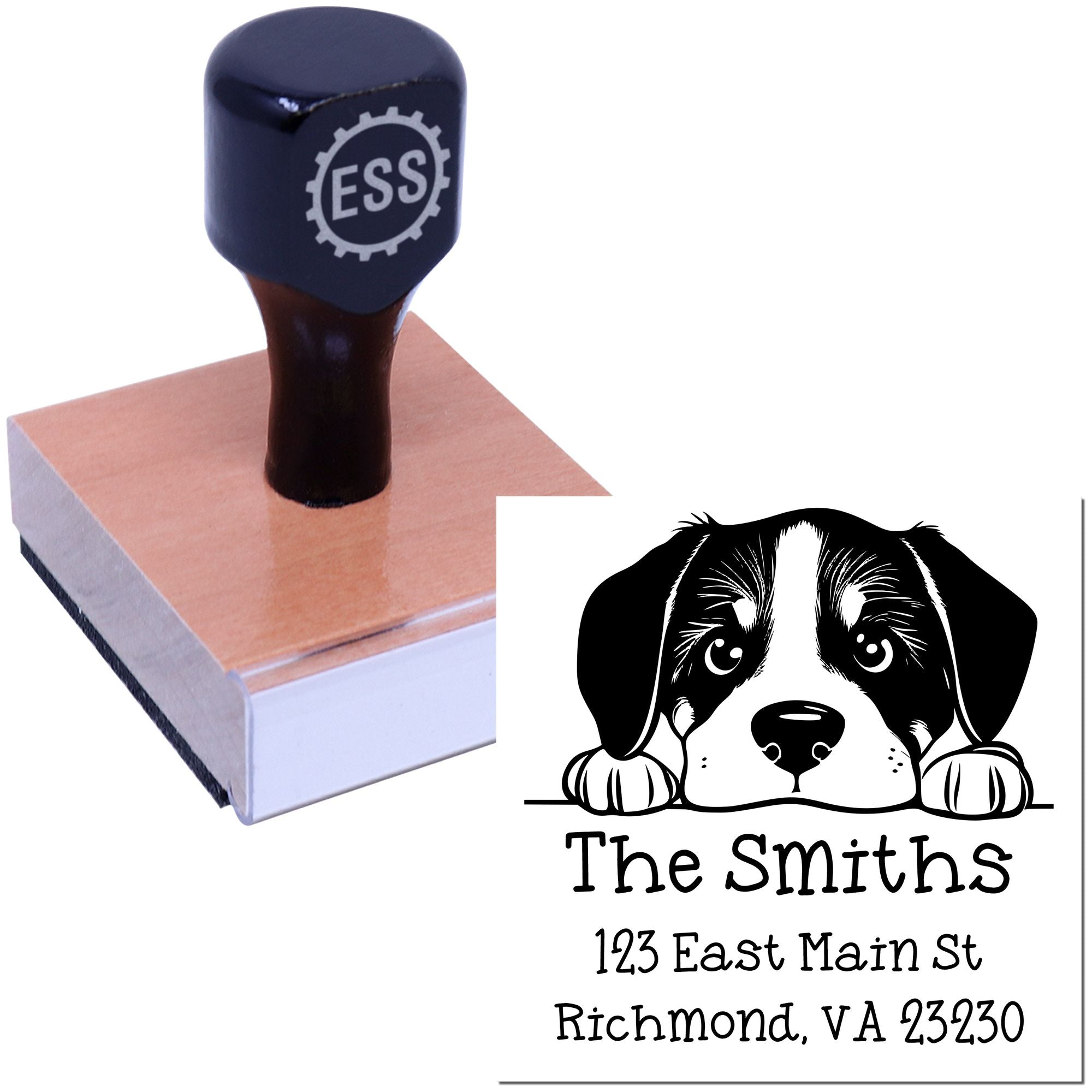 Wood Handle Greater Swiss Mountain Dog Puppy Customized Easy-To-Use Address Stamp - Engineer Seal Stamps