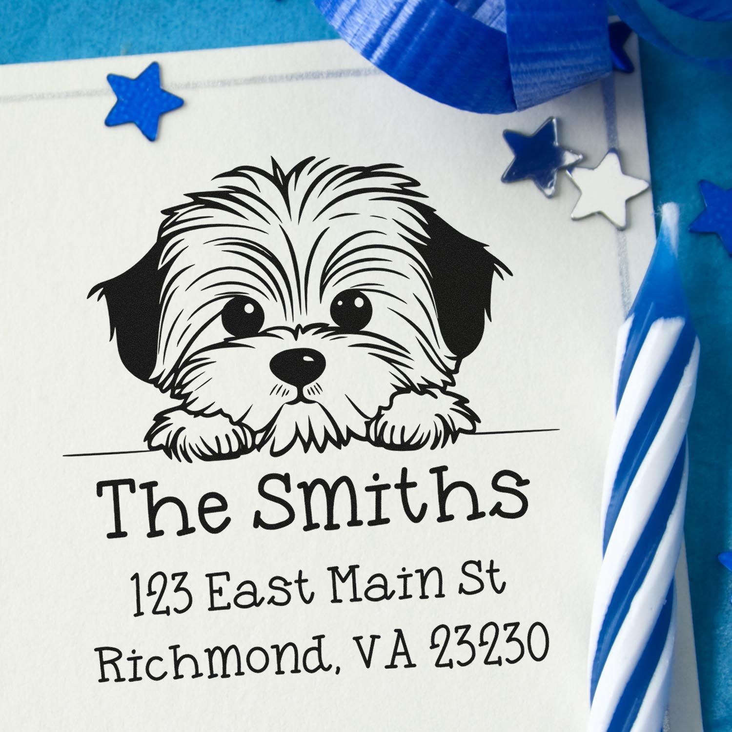 Self-Inking Havanese Peeking Puppy Custom Easy-To-Use Address Stamp