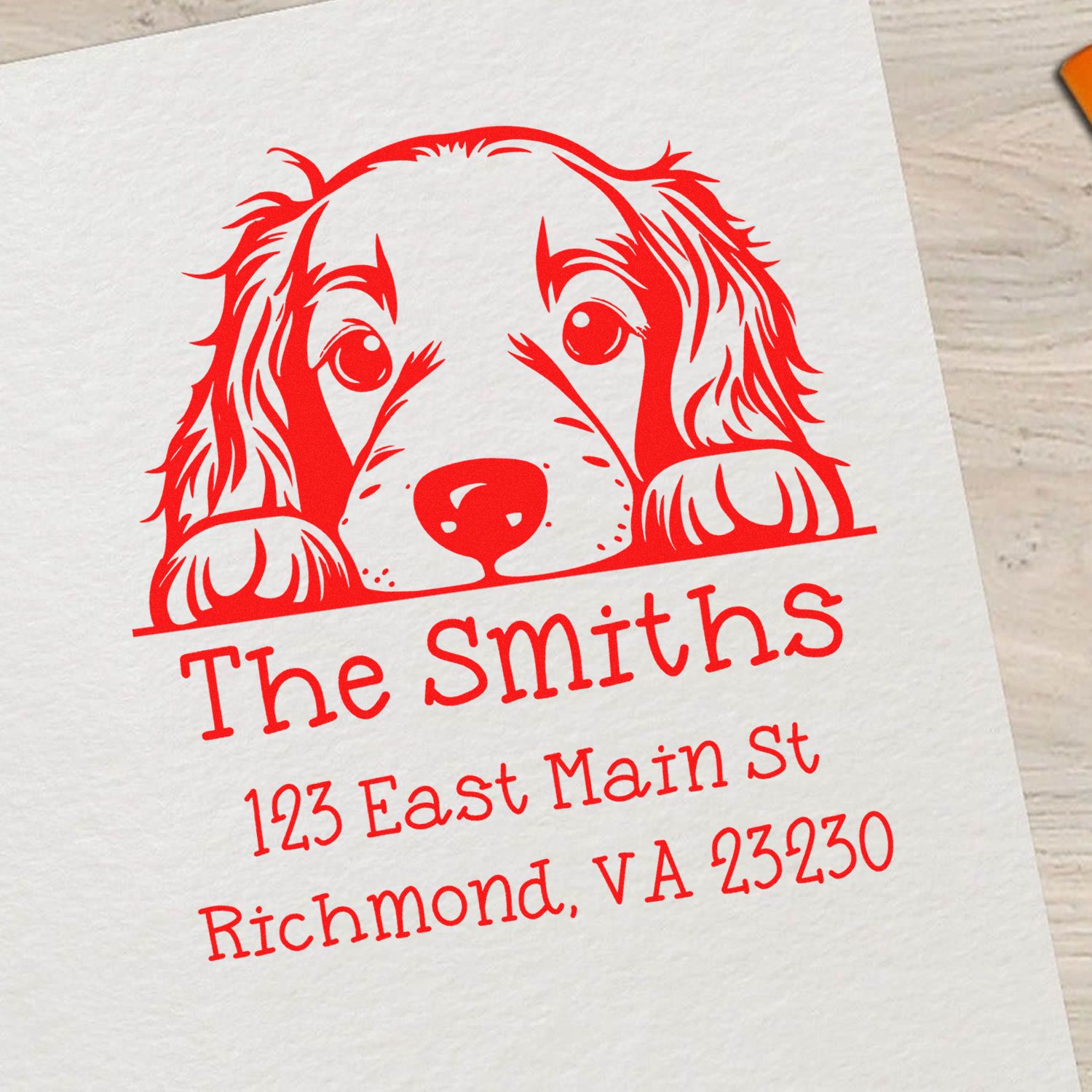 Wood Handle Irish Setter Puppy Customized Mail Stamp