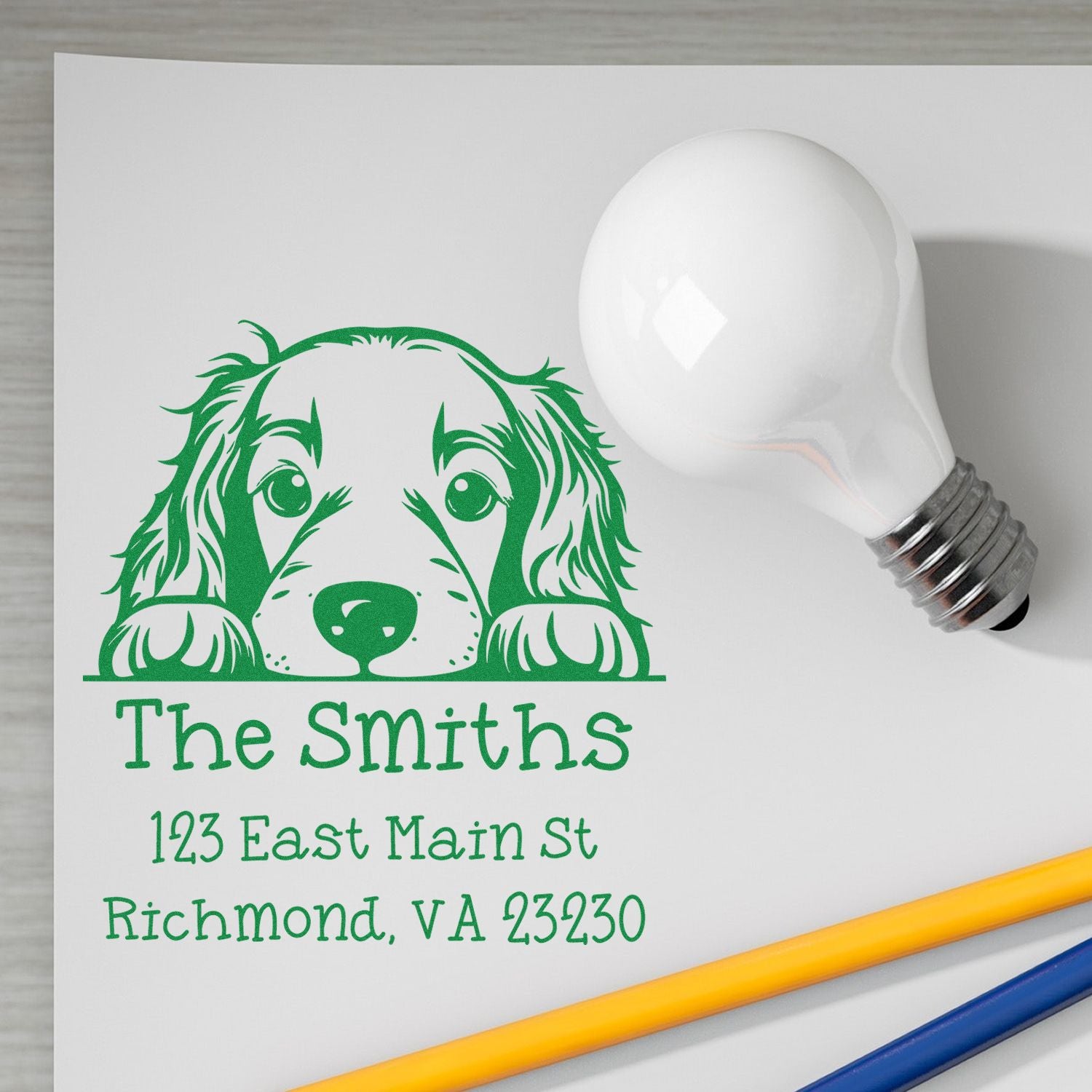 Self-Inking Irish Setter Peeking Puppy Custom High-Quality Address Stamp