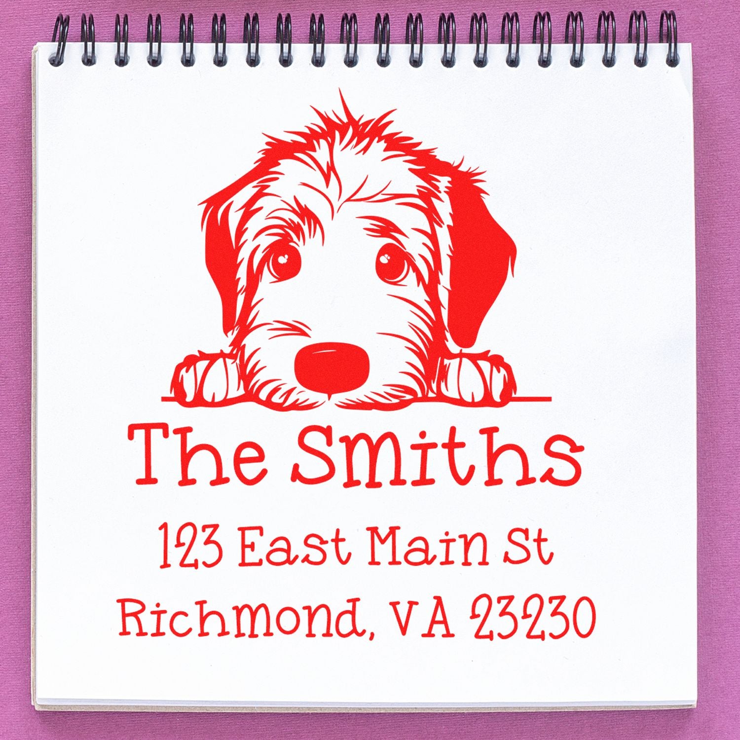 Wood Handle Irish Wolfhound Puppy Customized Mailing Stamp