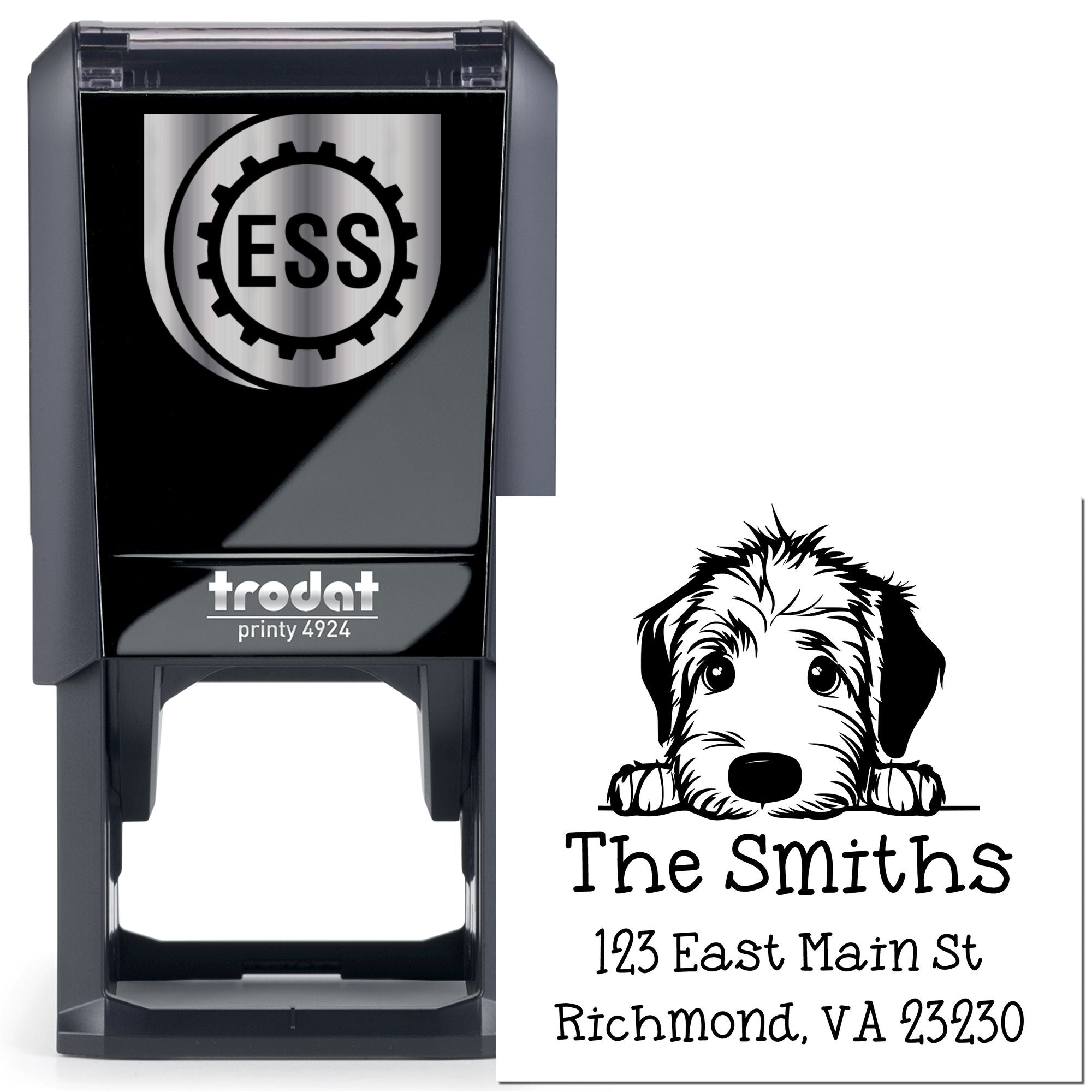 Self-Inking Irish Wolfhound Peeking Puppy Custom Mail Stamp