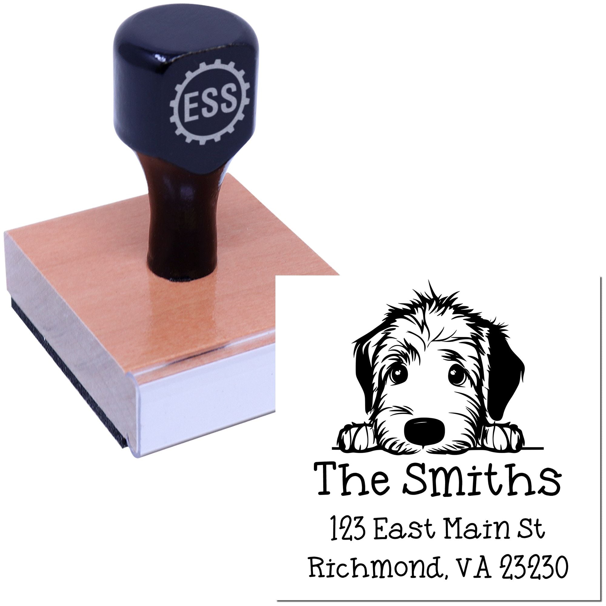 Wood Handle Irish Wolfhound Puppy Customized Mailing Stamp