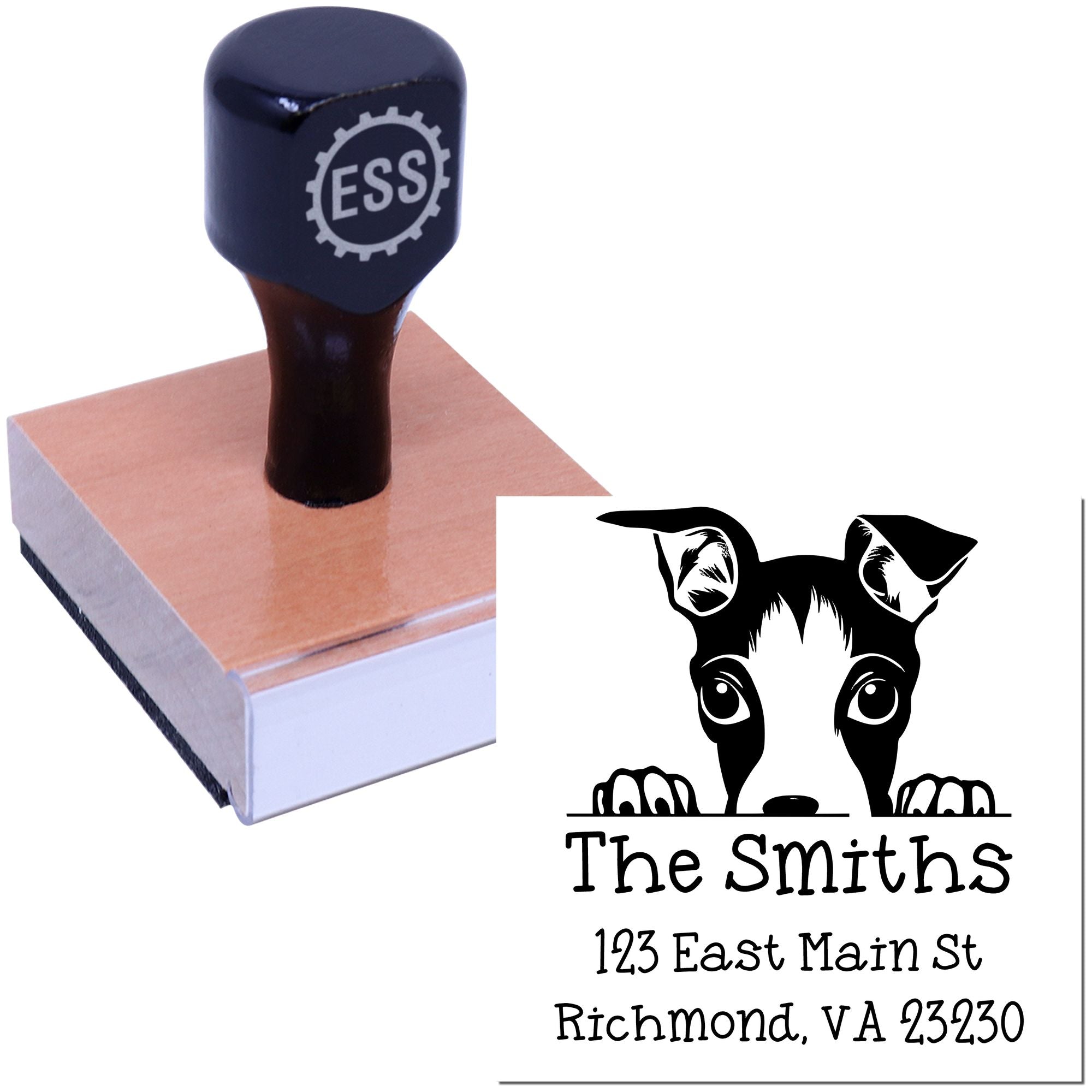 Wood Handle Italian Greyhound Puppy Customized House Address Stamp