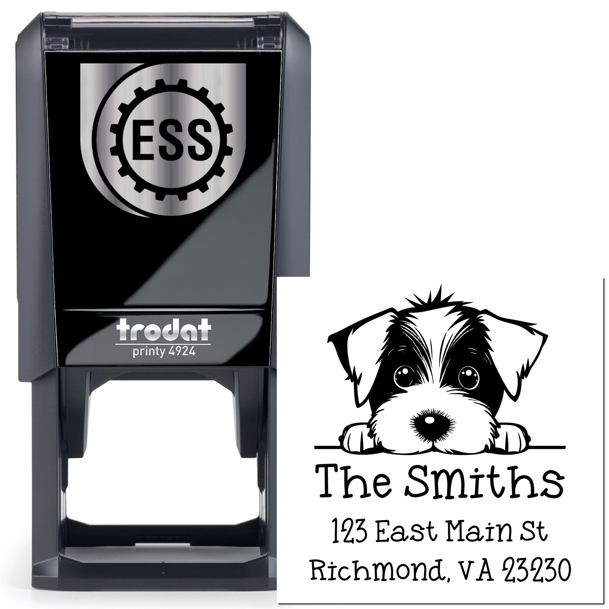 Self-Inking Jack Russell Peeking Puppy Custom House Address Stamp